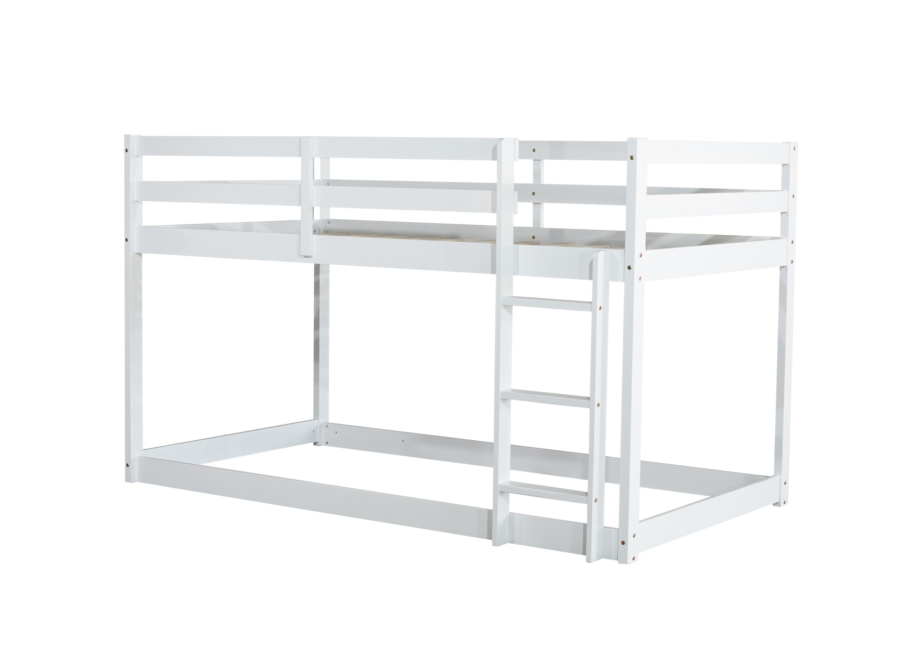 HAOYYE Solid Wooden, Solid Rubber Wooden Twin over Twin Loft Bed with Ladder, with Bed Platform of Strengthened Slats,White Sturdy Space-Saving Heavy Duty Modern Design Adults Dorm Room Easy Assembly
