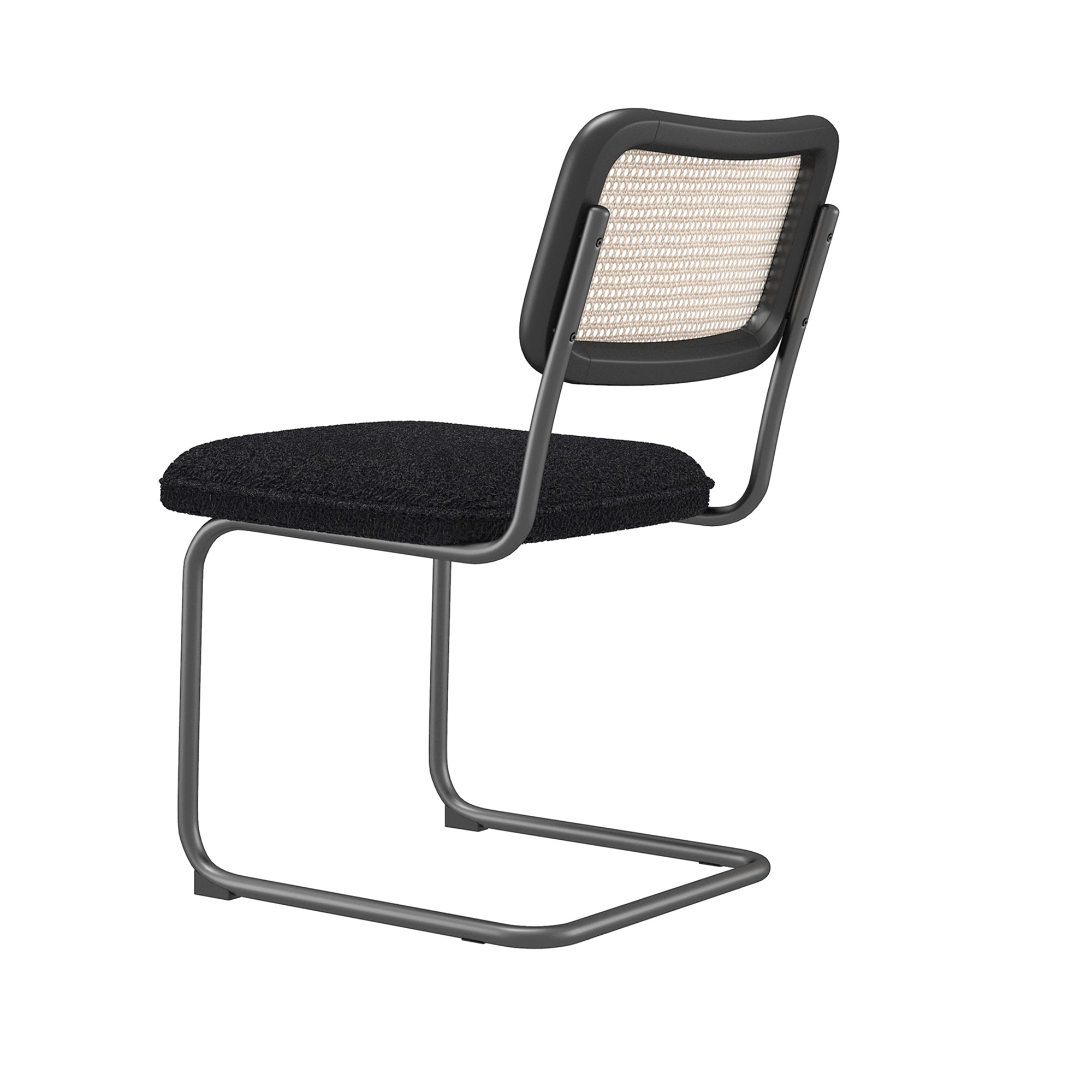 HAOYYE Set of 2, Teddy Velvet Dining Chair with High-Density Sponge, Rattan Chair for Dining room, Living room, Bedroom, Black Sturdy Space-Saving Heavy Duty Modern Design Adults Dorm Room Easy Assembly