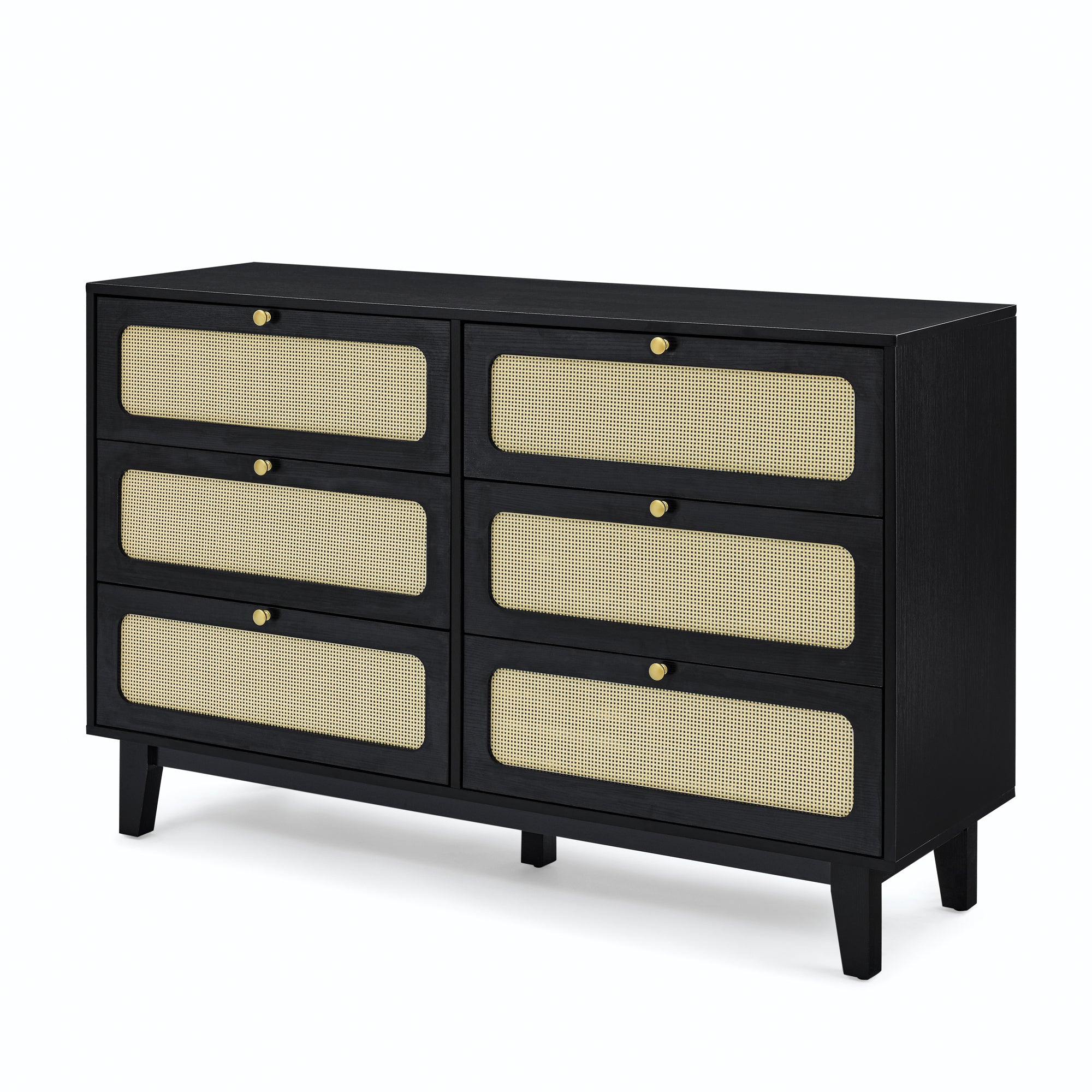 HAOYYE Wooden Antique Dresser with Drawers, Six-Drawer Storage Cabinet for Bedroom, Living Room, Corridor, Sturdy Space-Saving Heavy Duty Modern Design