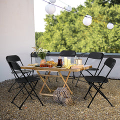 HAOYYE 10pcs Plastic Folding Chairs Black – Heavy Duty Durable Garden Chairs with Metal Frame, Portable and Lightweight for Indoor Outdoor Events, Parties, Office, Church, Picnic Seating