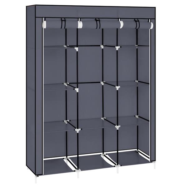 HAOYYE 67" Portable Closet Organizer with 10 Shelves, Extra Space, Quick Assembly, Gray, Durable Space-Saving Storage Solution, Modern Design, Versatile Use for Bedroom, Walk-In Closet, and Small Spaces