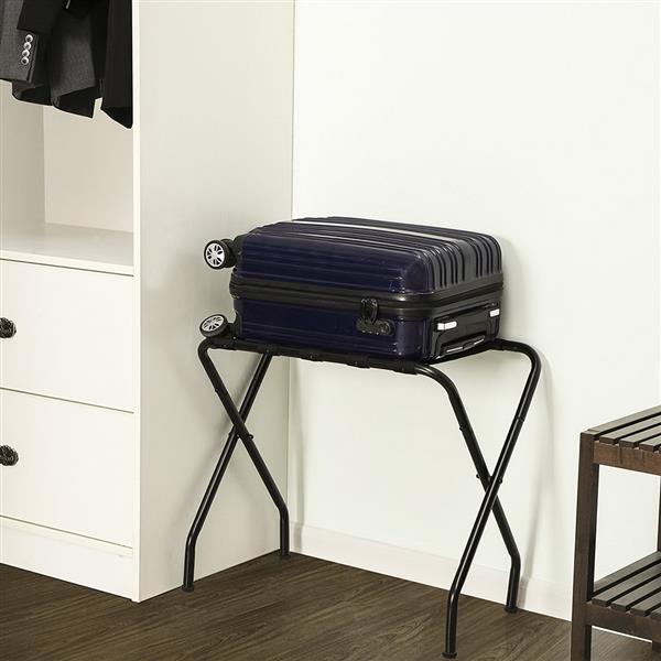 HAOYYE Portable Metal Luggage Rack Black Soft Cozy Warm Flannel Fleece Home Decor Luxury Comfortable Unique Design Premium Quality Decorative Stylish Hotel Luggage Rack for Bedroom Living Room Travel Storage Solutions