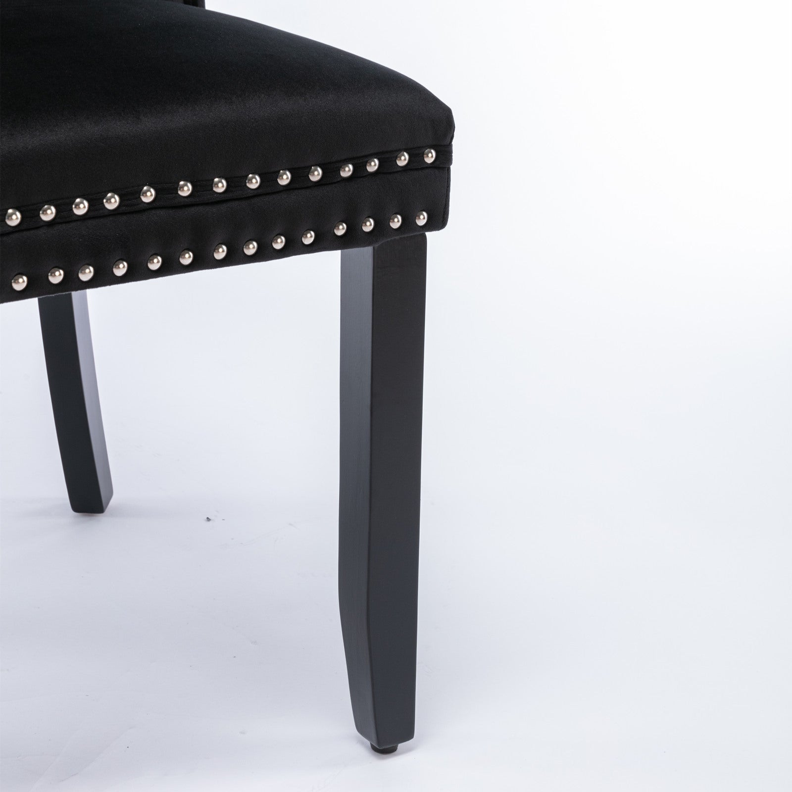 HAOYYE High-end Tufted Solid Wood Contemporary Velvet Upholstered Dining Chair with Wood Legs Nailhead Trim 2-Pcs Set, Black, SW2001BK Sturdy Space-Saving Heavy Duty Modern Design