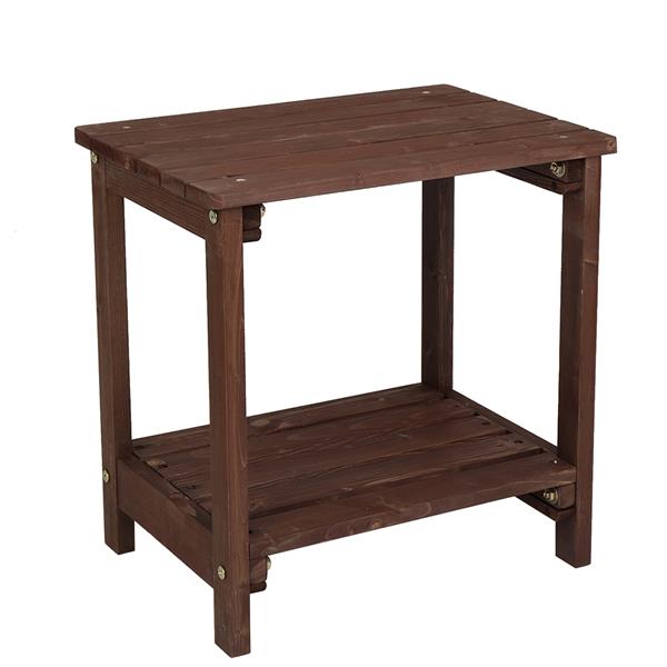 HAOYYE Outdoor Rectangular Wood Side Table for Patio Garden Balcony and Porch, Modern Accent Table with Slatted Top and Sturdy Legs, Weather Resistant End Table for Outdoor Living Room or Lounge Furniture Setup