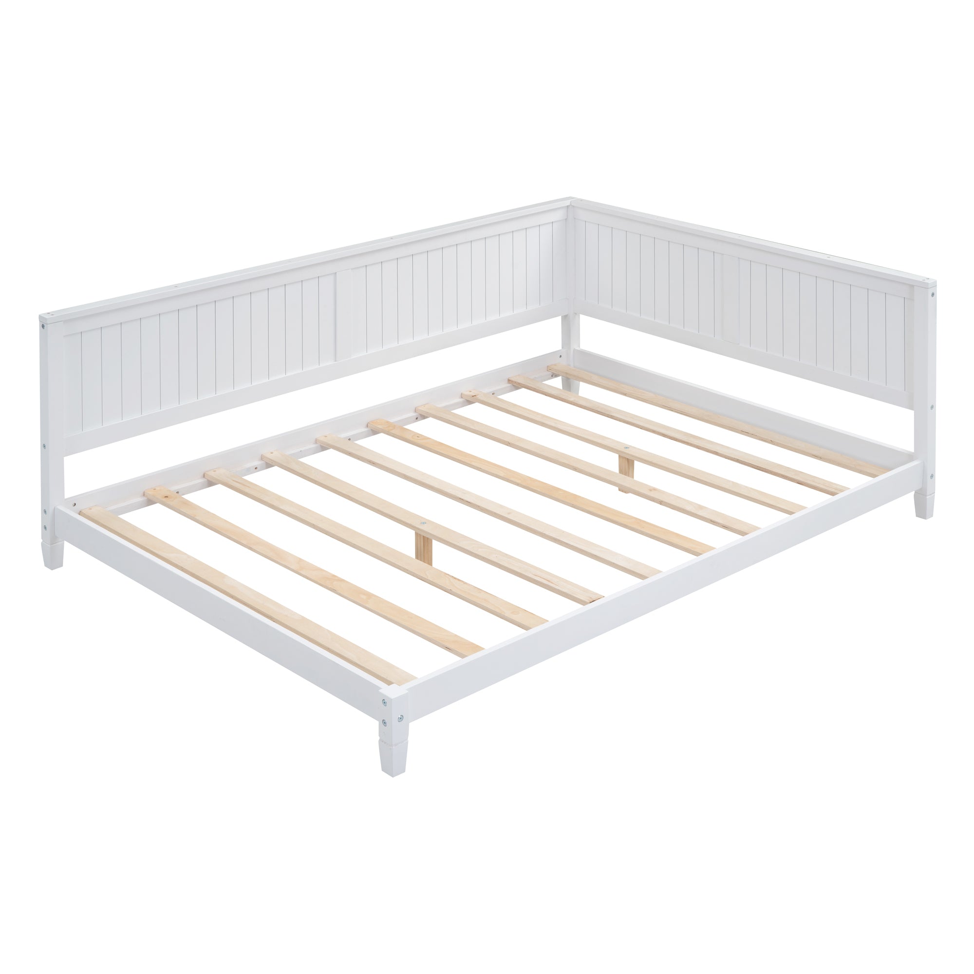 HAOYYE Full Size Wood Daybed/Sofa Bed, White Sturdy Space-Saving Heavy Duty Modern Design Adults Dorm Room Easy Assembly Bedroom Furniture