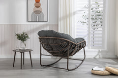 HAOYYE Outdoor Rattan Rocking Chair,Padded Cushion Rocker Recliner Chair Outdoor for Front Porch, Living Room, Patio, Garden, Grey Sturdy Space-Saving Heavy Duty Modern Design Adults Dorm Room