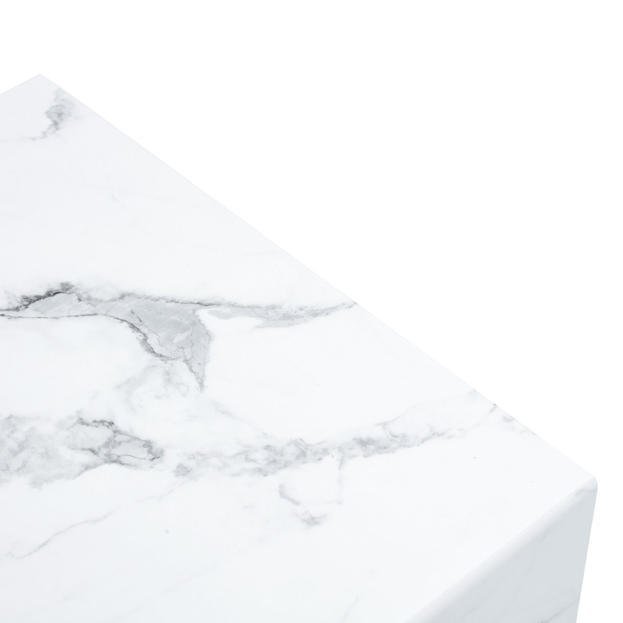 HAOYYE Black And White Minimalist MDF Coffee Table With Marble Pattern Sticker And Black Metal Leg Spray Coating, Modern And Simple Design For Living Room, Bedroom And Office, Sturdy Space-Saving Heavy Duty Furniture For Contemporary Home Decor
