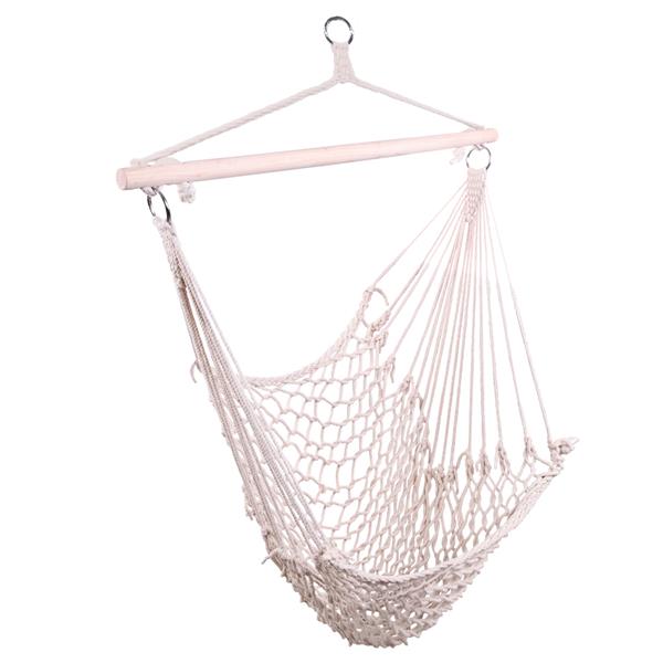 HAOYYE 2PCS Hanging Rope Hammock Chair Air Sky Swing with Wooden Spreader Bar for Porch Patio Balcony Indoor Outdoor Use Lightweight Cotton Cradle Seat