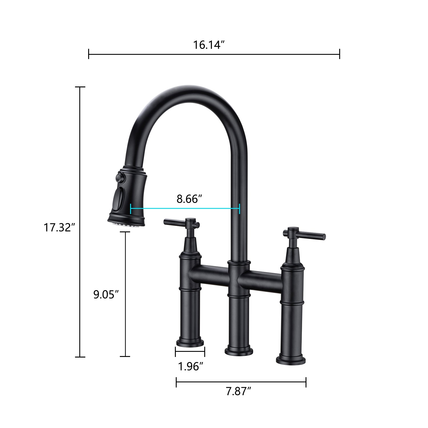 HAOYYE Bridge Kitchen Faucet with Pull-Down Sprayhead in Spot Sturdy Space-Saving Heavy Duty Modern Design Adults Dorm Room Easy Assembly Bedroom Furniture
