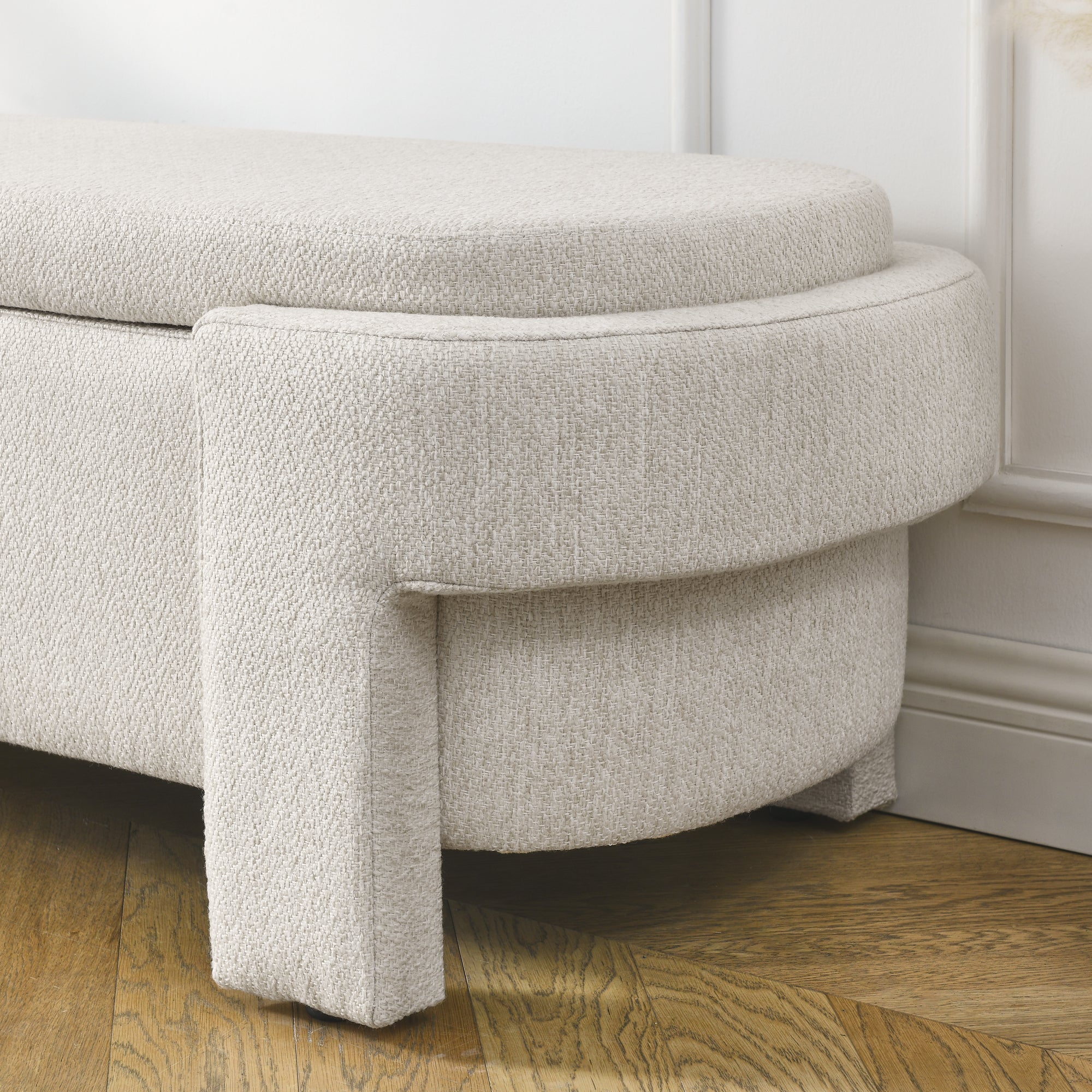 HAOYYE Linen Fabric Upholstered Bench with Large Storage Space for the Living Room, Entryway and Bedroom,Beige, Sturdy Space-Saving Heavy Duty Modern Design Easy Assembly Durable