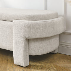 HAOYYE Linen Fabric Upholstered Bench with Large Storage Space for the Living Room, Entryway and Bedroom,Beige, Sturdy Space-Saving Heavy Duty Modern Design Easy Assembly Durable