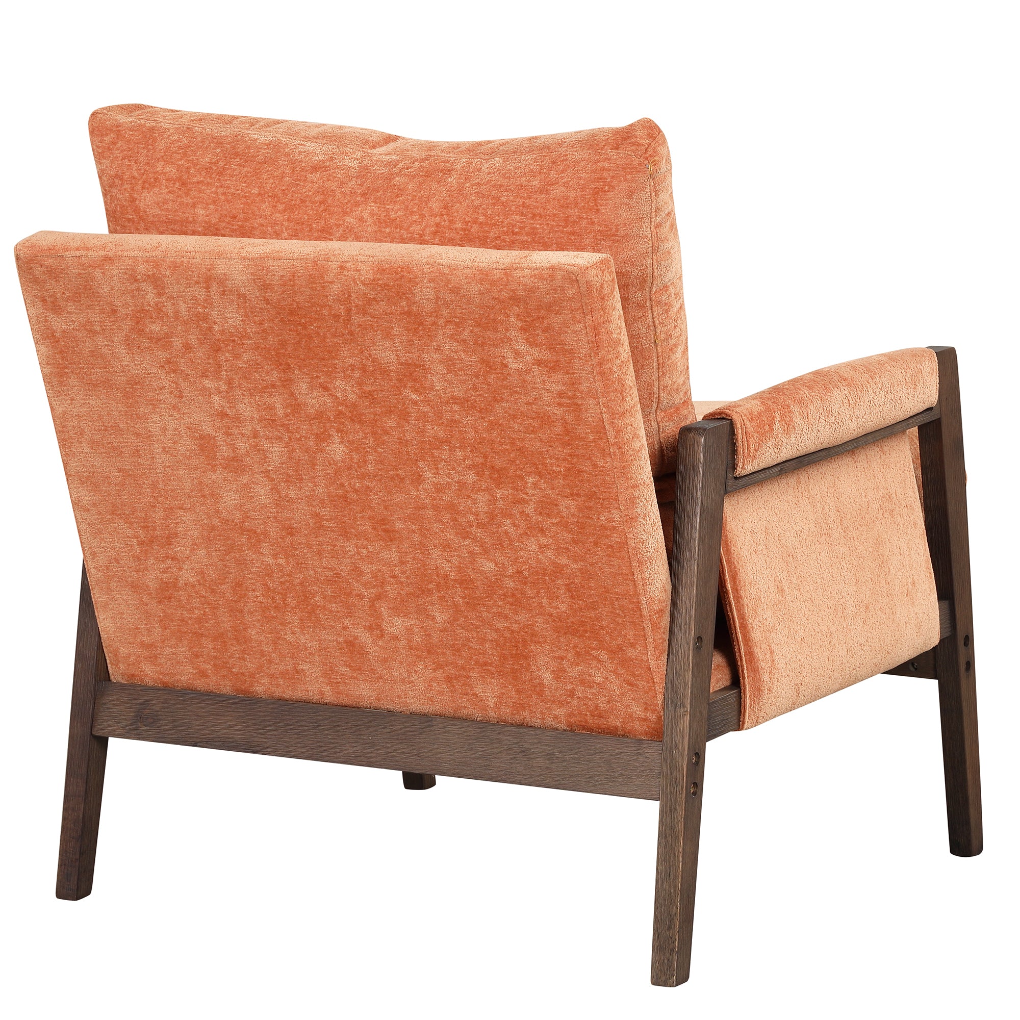 HAOYYE Mid-Century Modern Velvet Accent Chair,Leisure Chair with Solid Wood and Thick Seat Cushion for Living Room,Bedroom,Studio,Orange Sturdy Space-Saving Heavy Duty Modern Design Adults Dorm Room