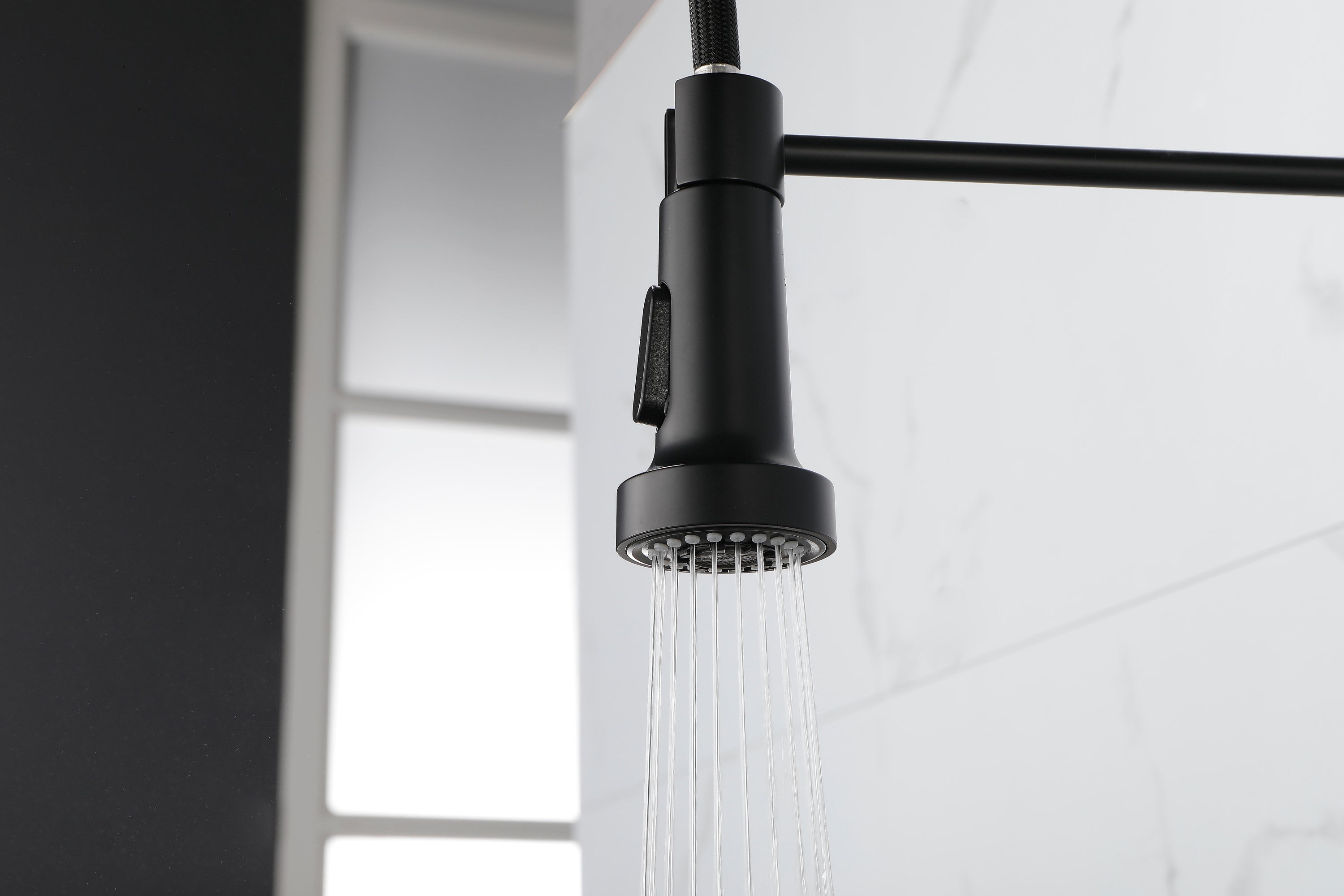 Haoyye Spring Kitchen Faucet with Pull-Out Sprayer, Stainless Steel Single Handle High Arc Sink Faucet with 360° Swivel, Anti-Corrosion Finish, Modern Space-Saving Design, Easy to Install and Clean for Home, Apartment, or Utility Kitchen