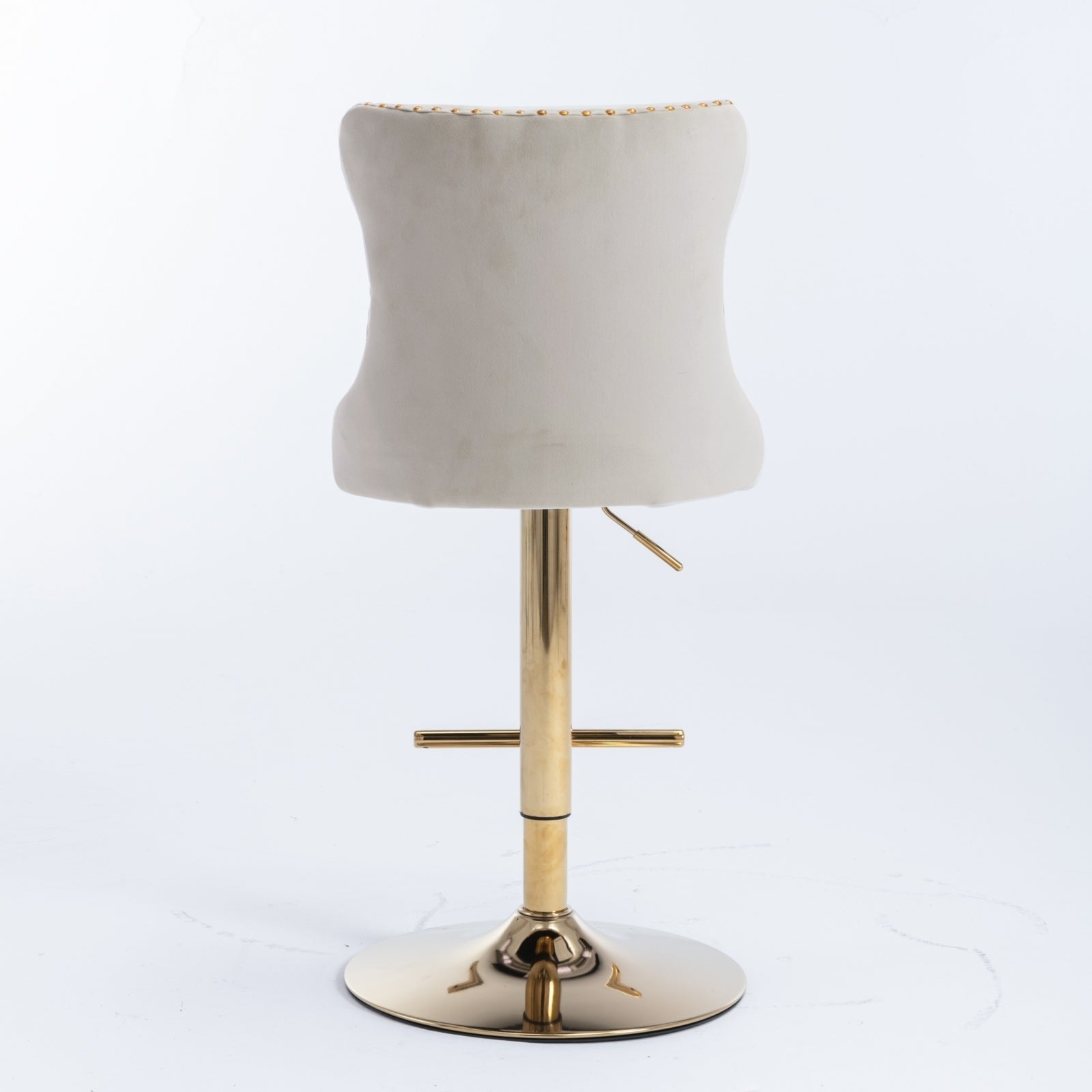 HAOYYE Golden Swivel Velvet Barstools Adjusatble Seat Height from 25-33 Inch,Modern Upholstered Bar Stools with Backs Comfortable Tufted for Home Pub and Kitchen Island,Beige,Set of 2 Sturdy