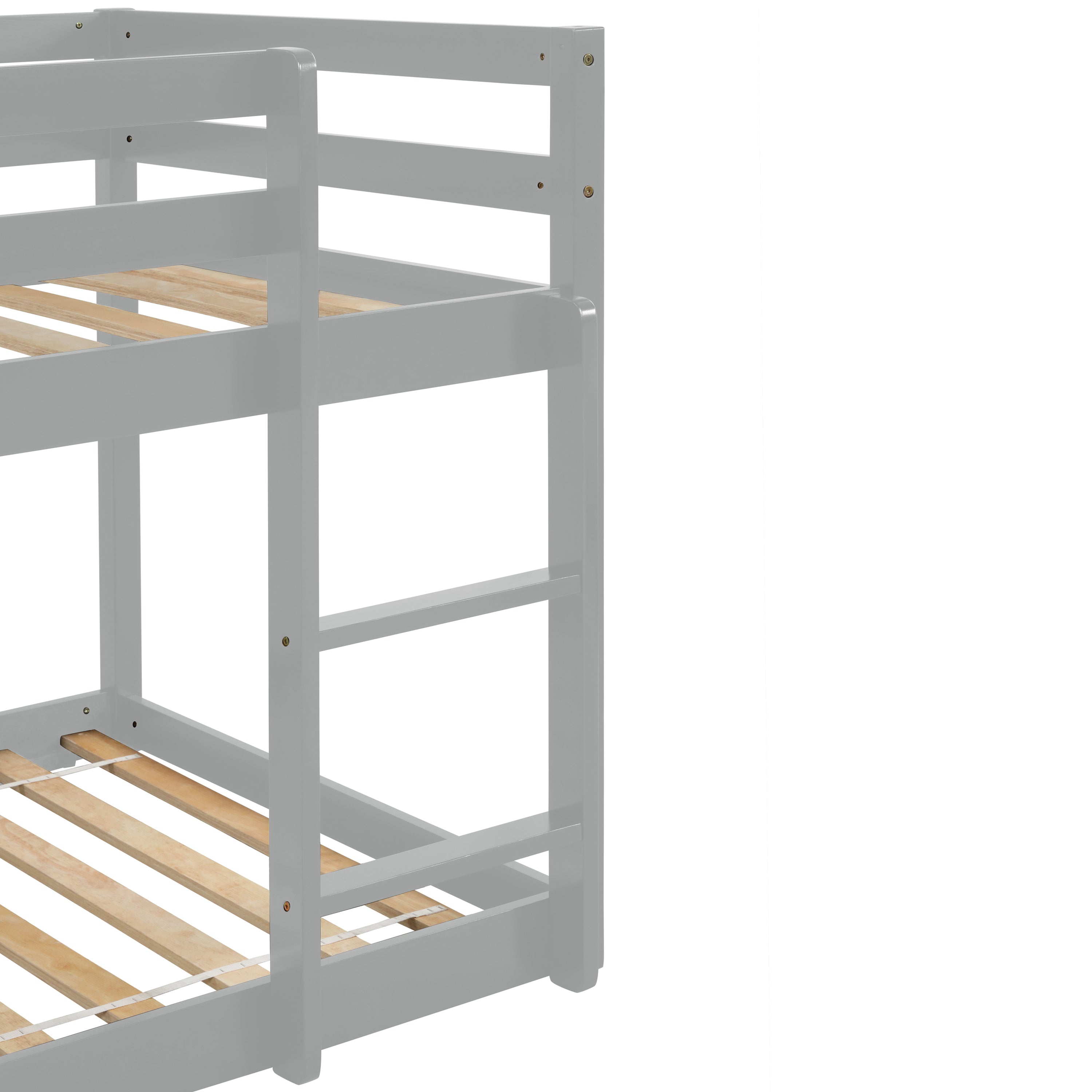 HAOYYE Twin over Twin Floor Bunk Bed,Grey(Old SKU:W50437208) Sturdy Space-Saving Heavy Duty Modern Design Adults Dorm Room Easy Assembly Bedroom Furniture