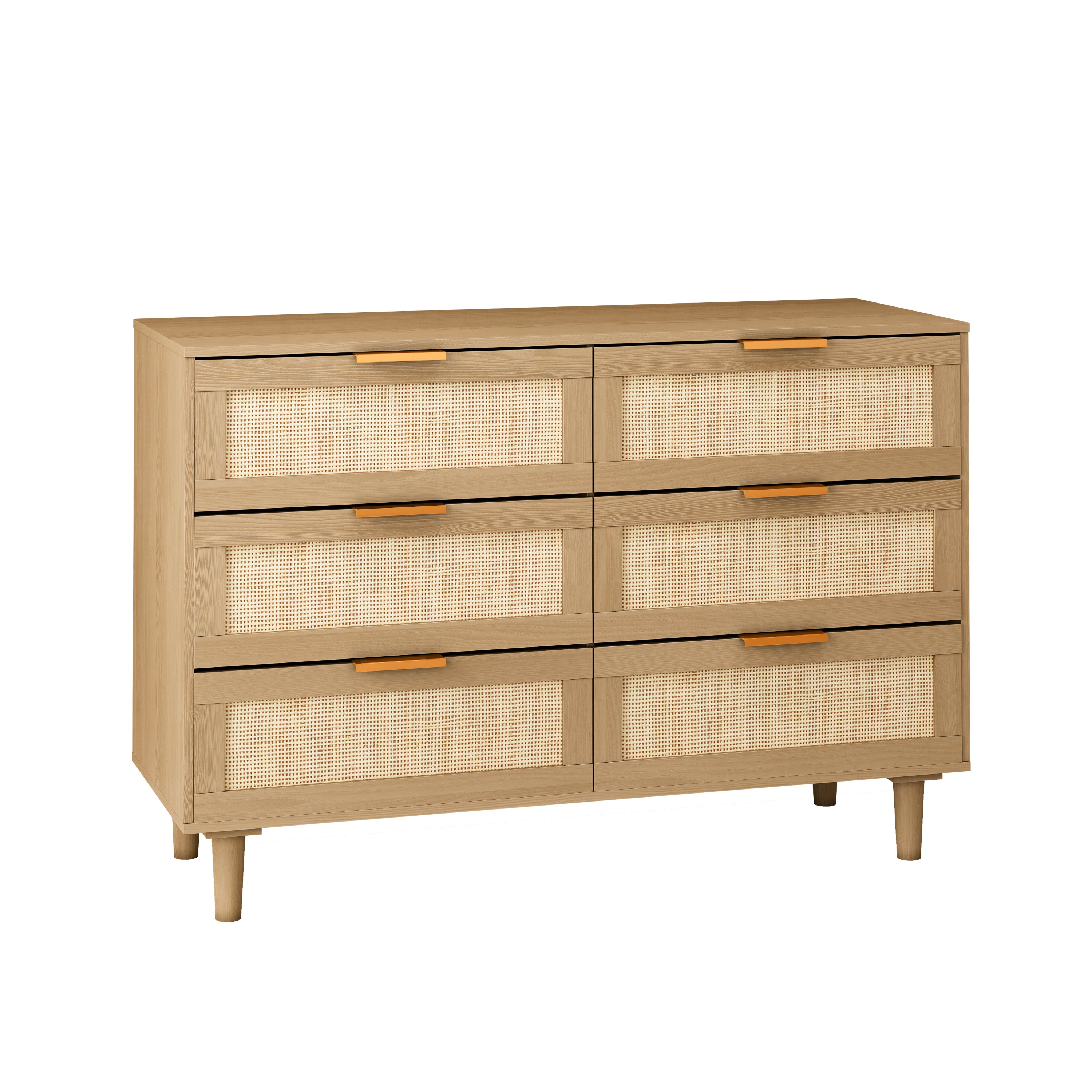 HAOYYE 6-Drawer Rattan Cabinet, Sturdy Space-Saving Design, Heavy Duty Construction, Easy Assembly, Durable and Stylish Home Furniture, Versatile for Bedroom or Living Room Use