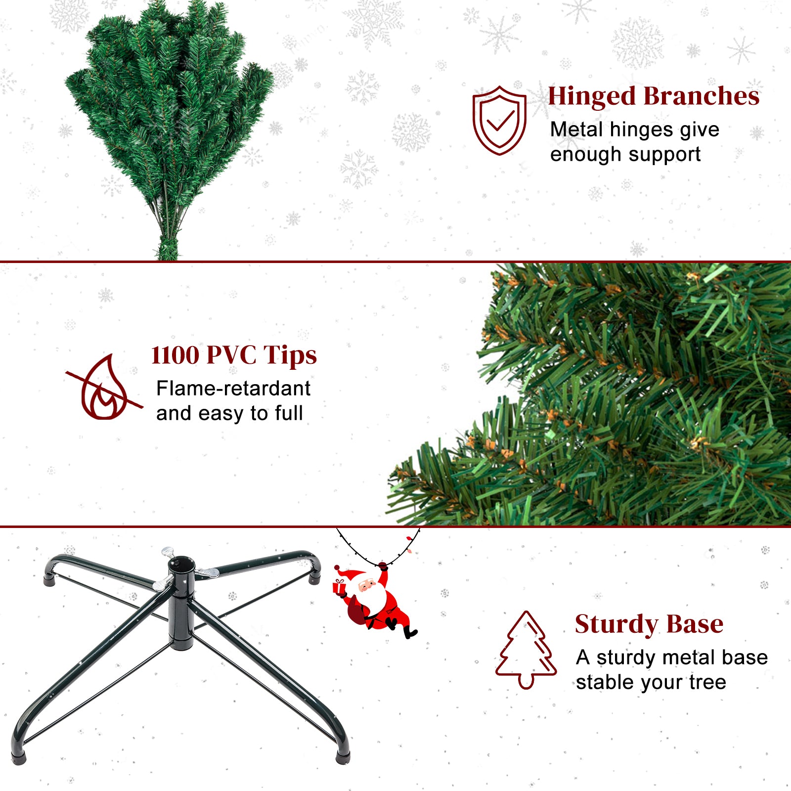 HAOYYE Green Christmas Tree with 1334 Branch Tips, Artificial Full Pine Tree with Sturdy Metal Stand, Realistic PVC Holiday Decoration for Indoor Outdoor Home Office Use