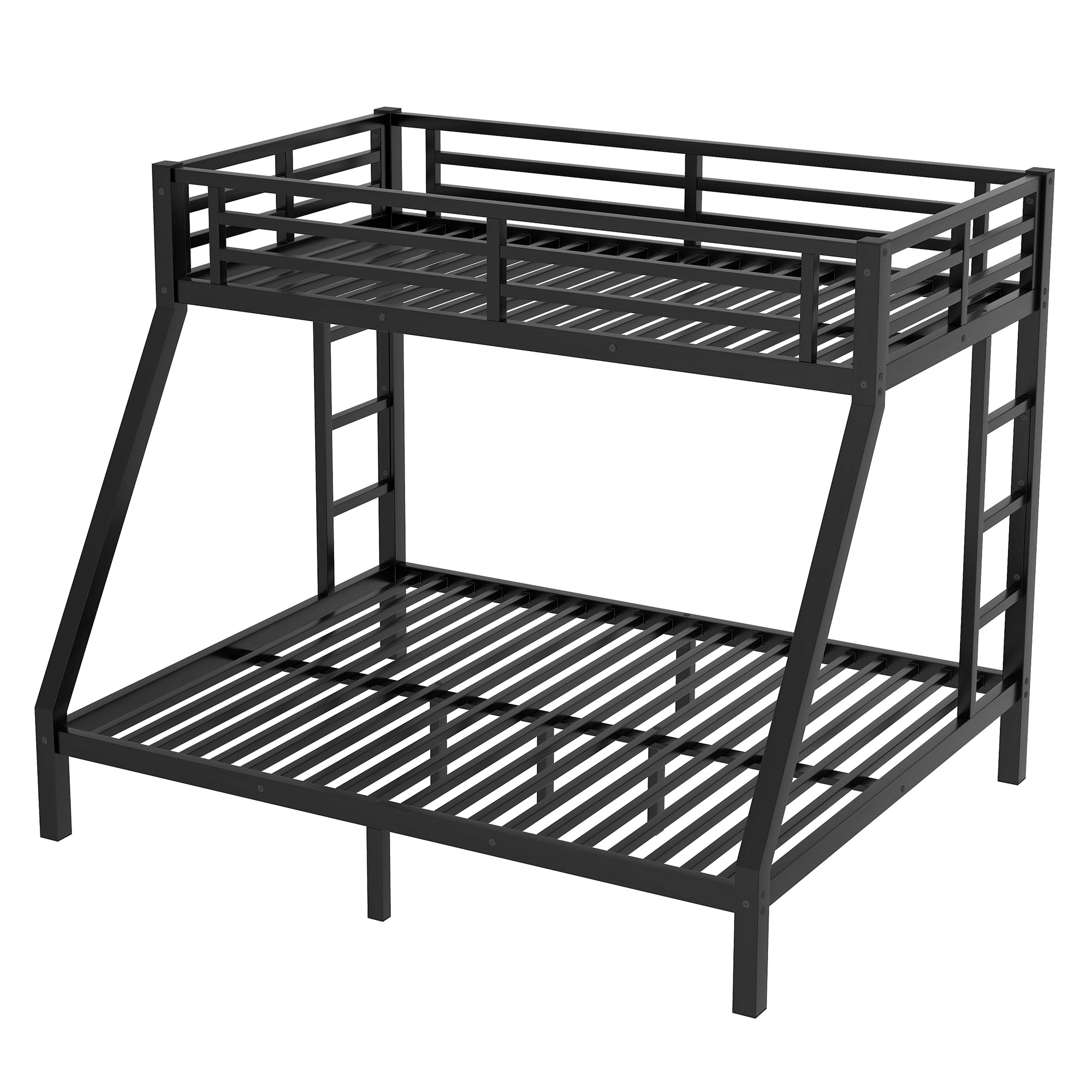 HAOYYE Metal Twin XL over Queen Bunk Bed for Teens and Adults,Space-Saving/Noise Reduced/No Box Spring Needed,Black Sturdy Heavy Duty Modern Design Dorm Room Easy Assembly Bedroom Furniture
