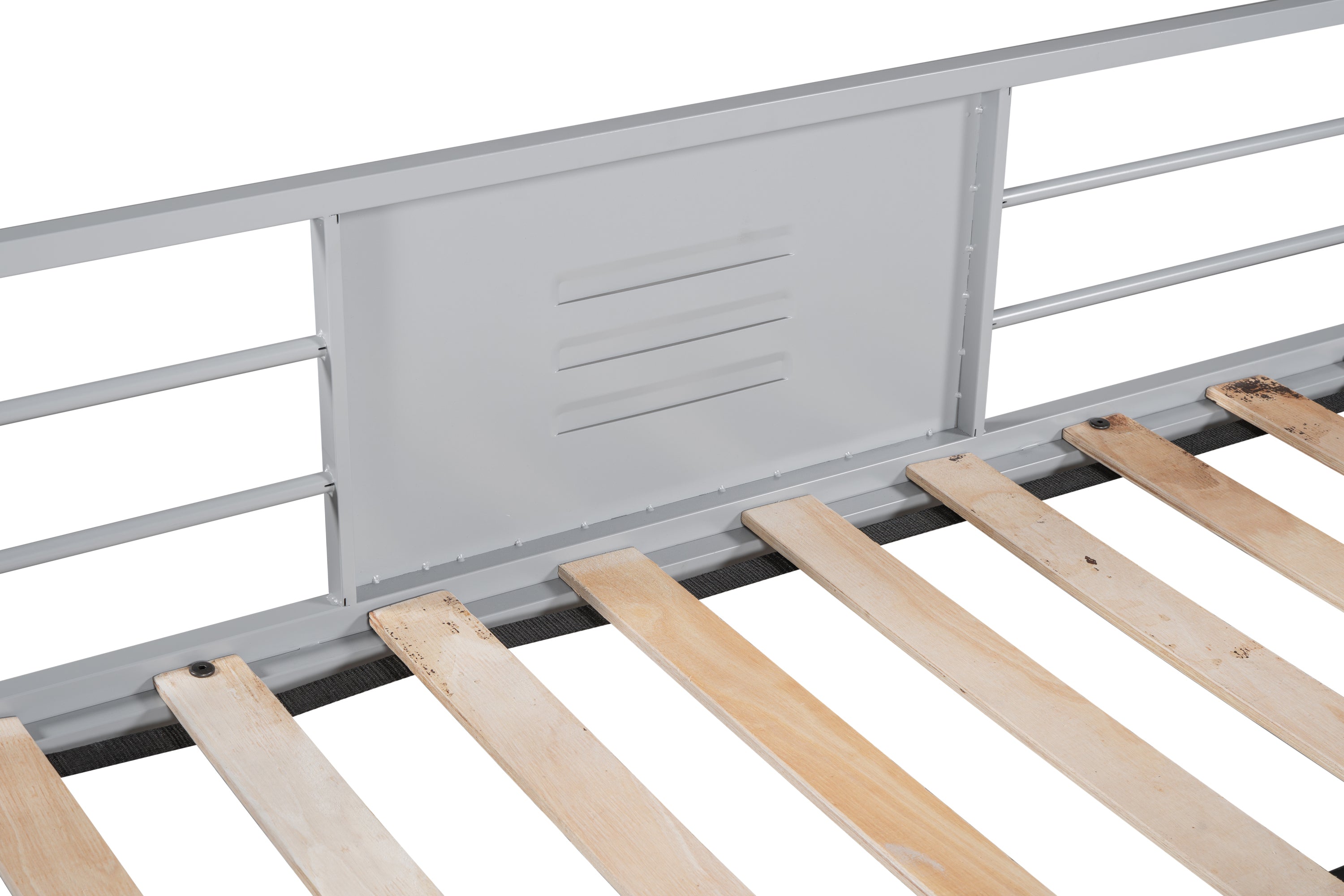 HAOYYE Metal Twin over Full Bunk Bed/ Heavy-duty Sturdy Metal/ Noise Reduced/ Safety Vent Board Guardrail/ CPC Certified/ No Box Spring Needed Space-Saving Heavy Duty Modern Design Adults Dorm Room