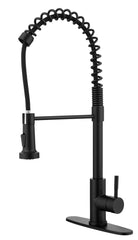 Haoyye Spring Kitchen Faucet with Pull-Out Sprayer, Stainless Steel Single Handle High Arc Sink Faucet with 360° Swivel, Anti-Corrosion Finish, Modern Space-Saving Design, Easy to Install and Clean for Home, Apartment, or Utility Kitchen