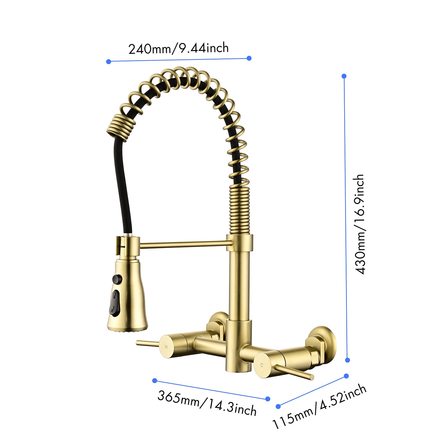 HAOYYE 3 Functions Wall Mounted Bridge Kitchen Faucet Sturdy Space-Saving Heavy Duty Modern Design Adults Dorm Room Easy Assembly Bedroom Furniture