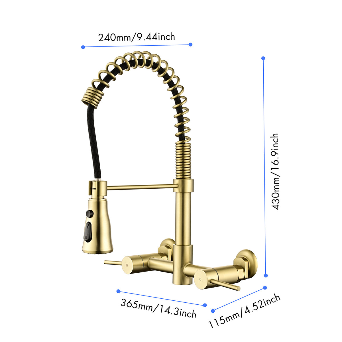 HAOYYE 3 Functions Wall Mounted Bridge Kitchen Faucet Sturdy Space-Saving Heavy Duty Modern Design Adults Dorm Room Easy Assembly Bedroom Furniture