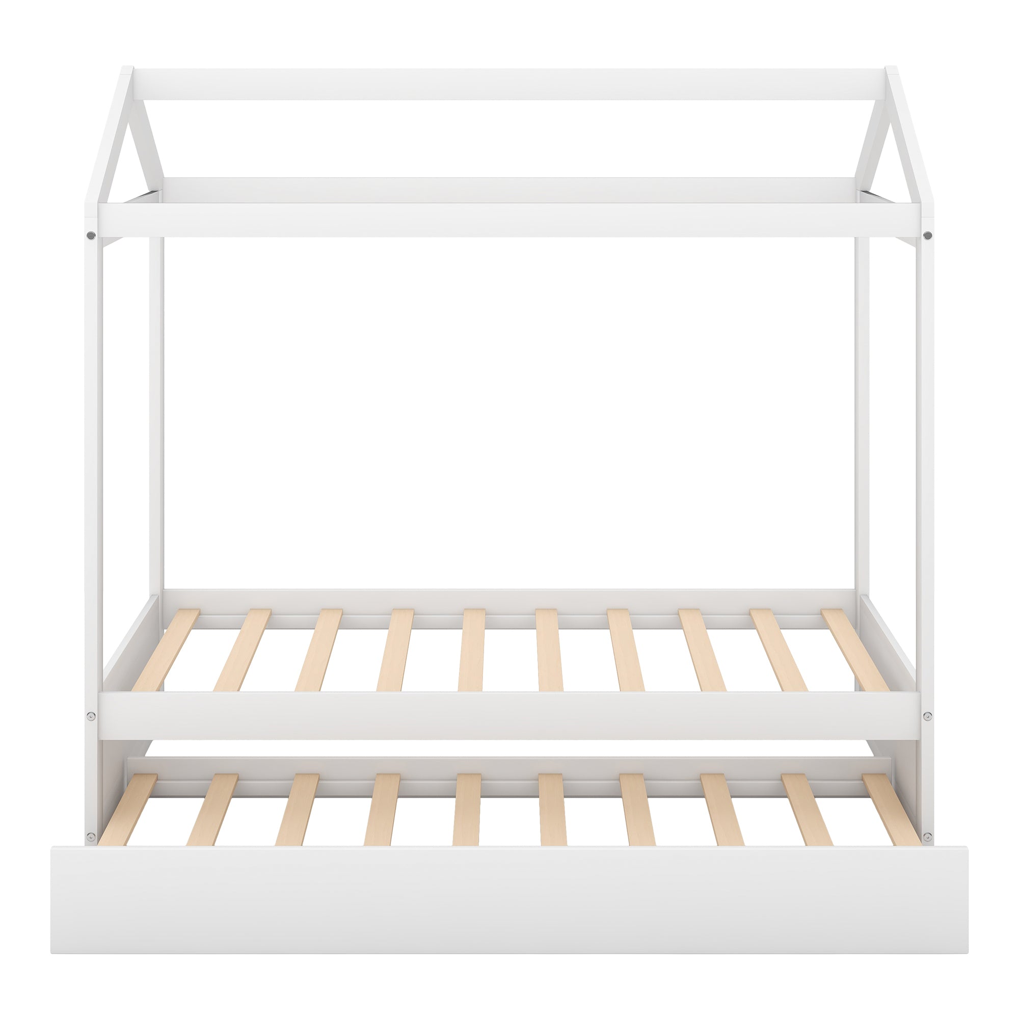 HAOYYE House Bed with Trundle, can be Decorated,White(Old SKU:SM000103AAK) Sturdy Space-Saving Heavy Duty Modern Design Adults Dorm Room Easy Assembly Bedroom Furniture
