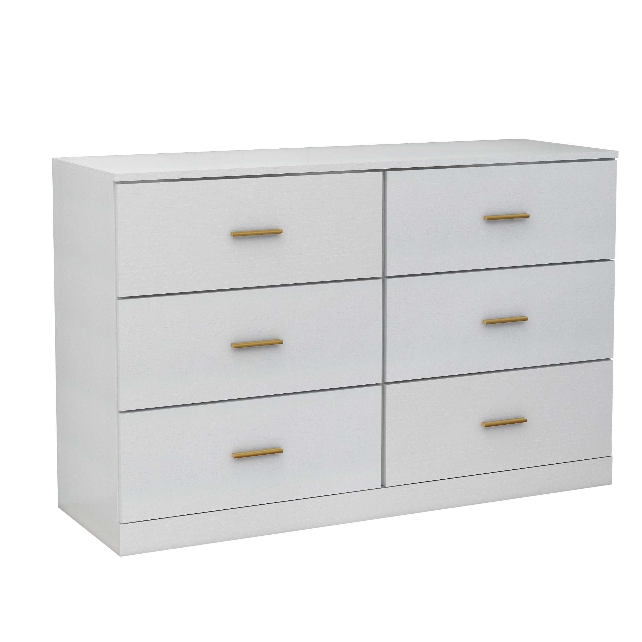 HAOYYE Modern White 6-Drawer Dresser, Wide Storage Chest Of Drawers For Bedroom, Sturdy Space-Saving Heavy Duty Design, Perfect For Adults And Dorm Rooms, Easy Assembly