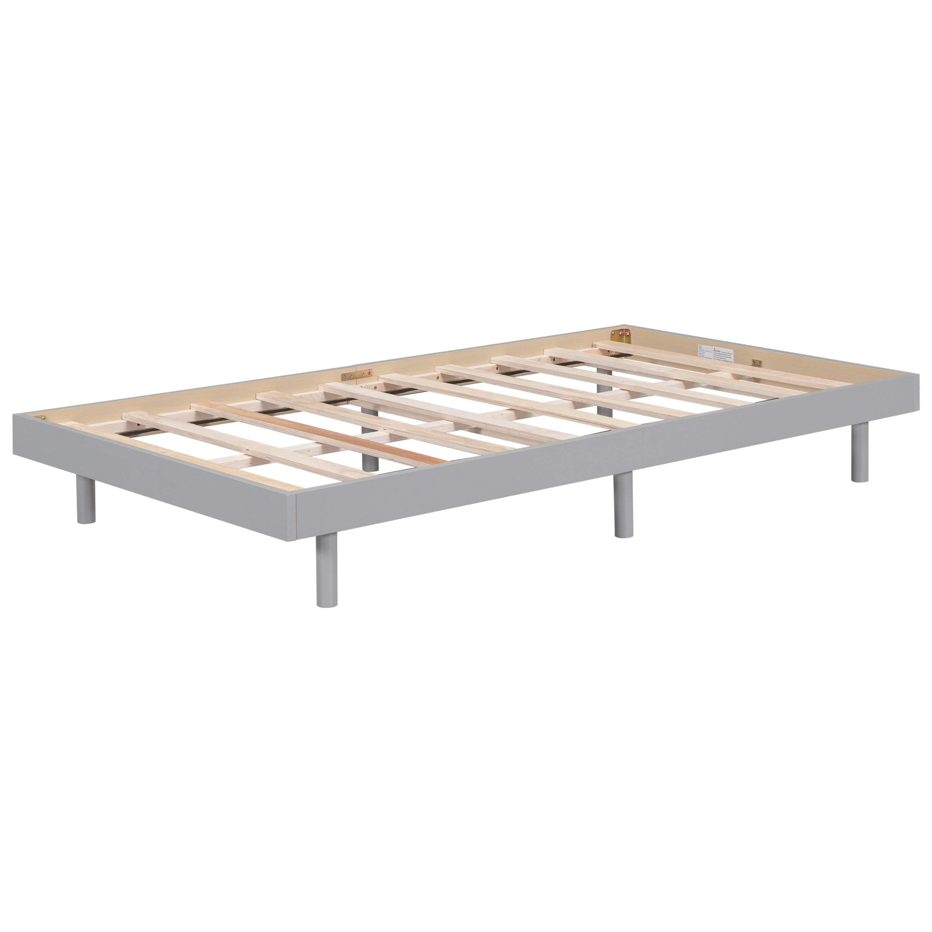 HAOYYE Modern Design Twin Size Floating Platform Bed Frame for Grey Color Sturdy Space-Saving Heavy Duty Easy Assembly Durable Stylish Home Furniture Versatile