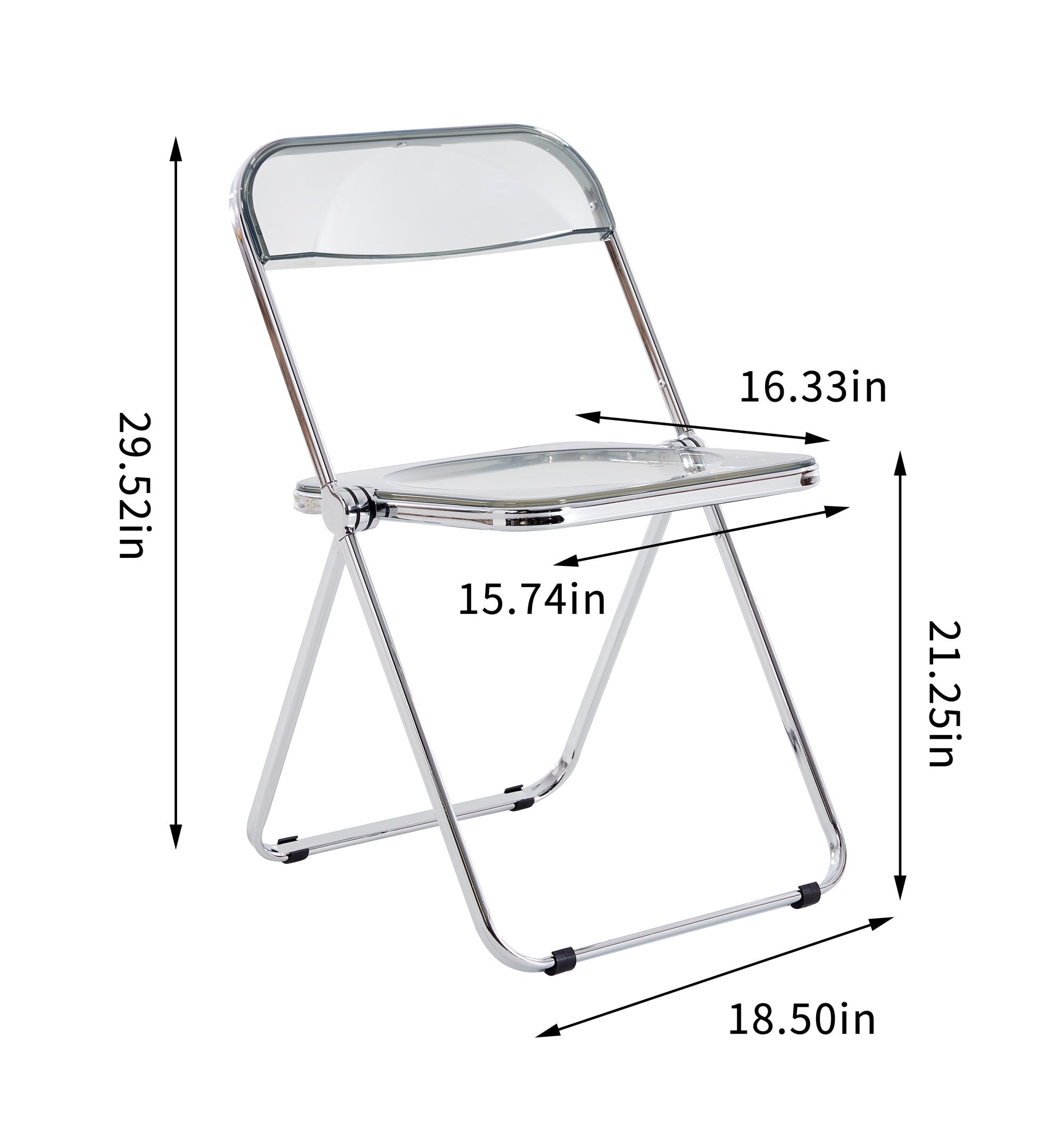 Haoyye Clear Transparent Folding Chair, Modern PC Plastic Seat with Metal Frame, Lightweight Space-Saving Foldable Chair for Living Room, Bedroom, Dorm or Office, Heavy Duty Design, Sturdy and Easy to Store for Daily Use or Extra Seating