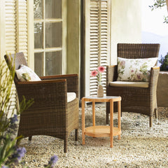 HAOYYE Rattan Coffee Table with Tempered Glass Top, Boho Style Round End Table, Small Space-Saving Side Table for Living Room Balcony Patio, Natural Hand-Woven Rattan Shelf and Sturdy Design