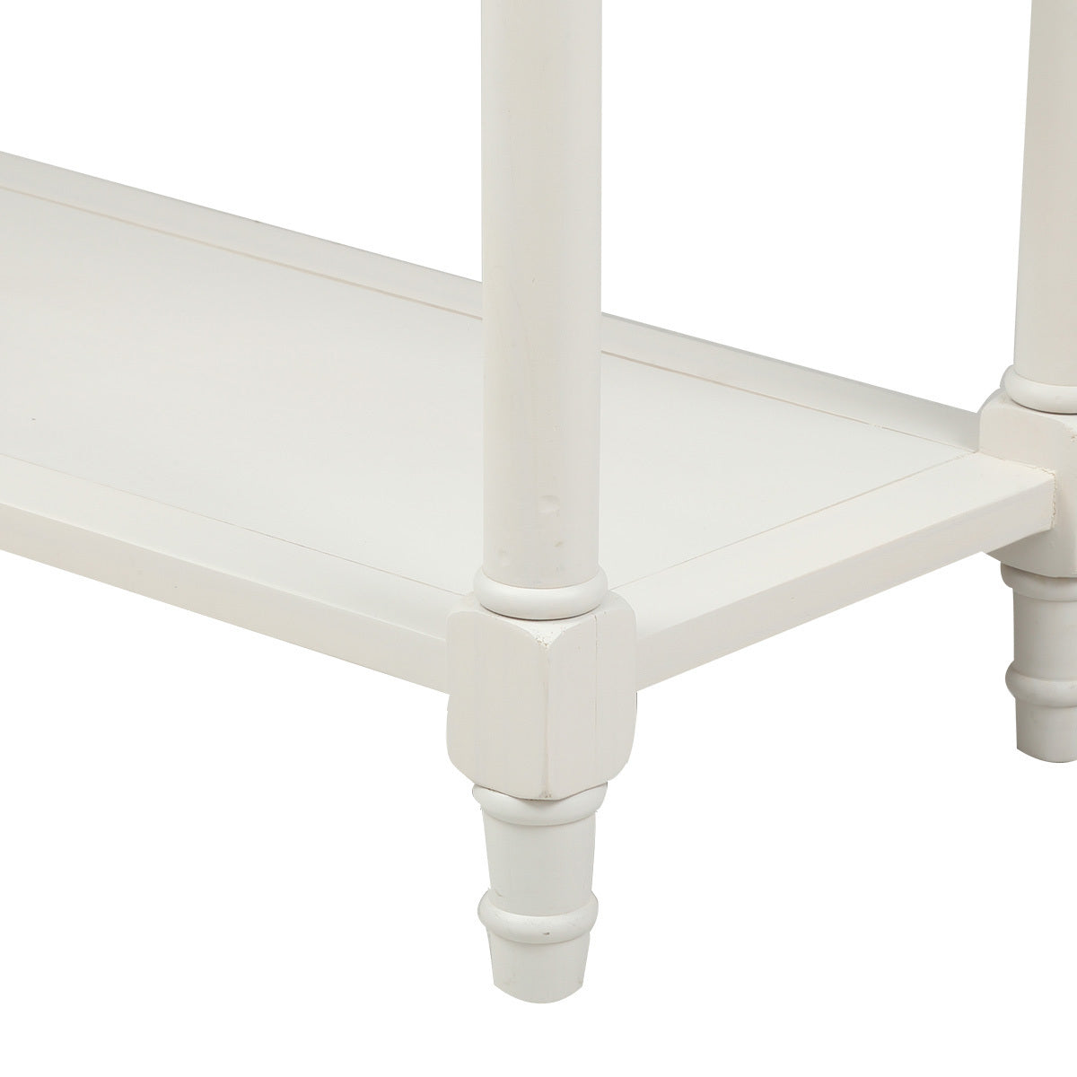 HAOYYE Daisy Series Console Table, Traditional Design with Two Drawers and Bottom Shelf, Ivory White, Sturdy Space-Saving Construction, Heavy Duty Design, Easy Assembly, Durable and Stylish Home Furniture, Versatile for Living Room or Entryway