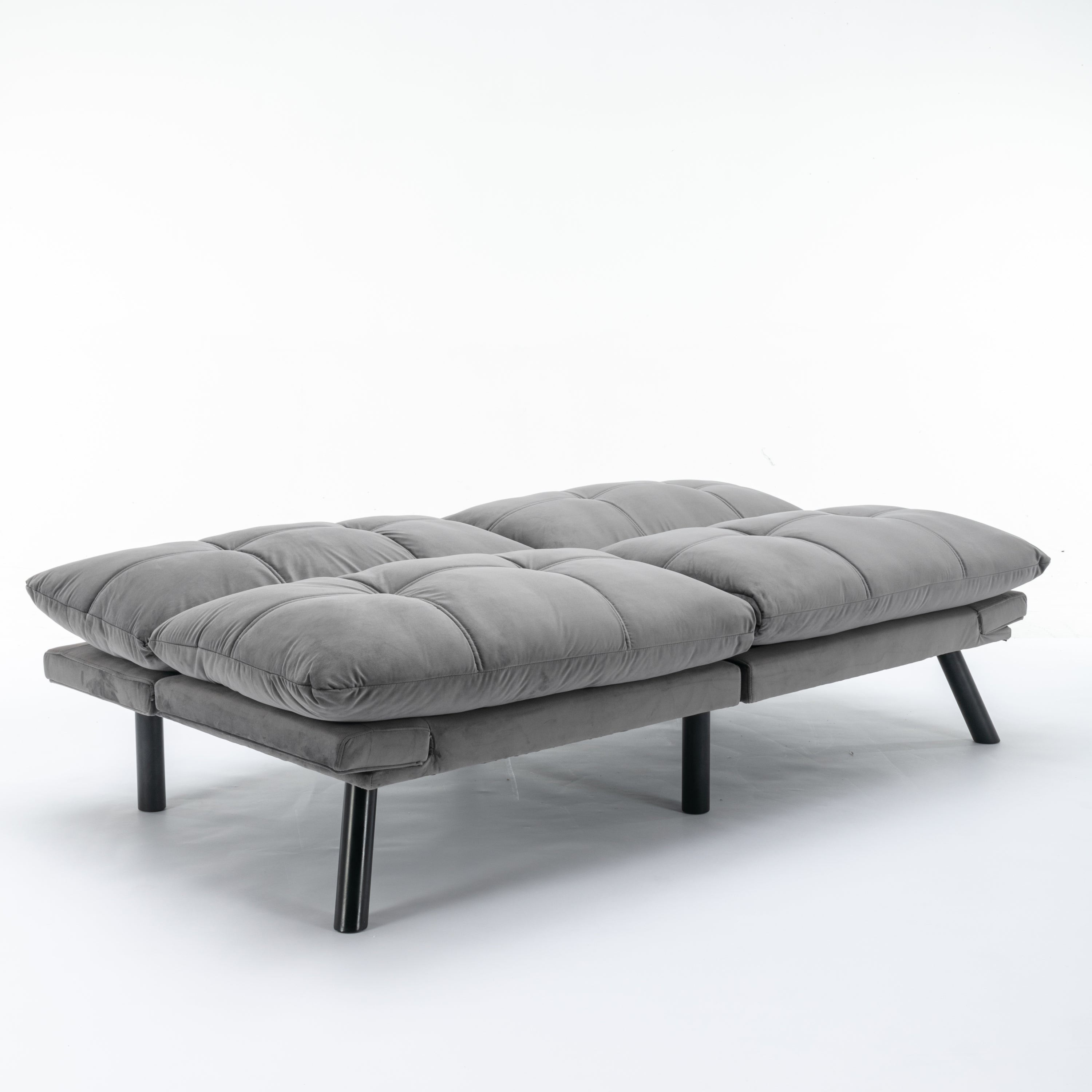 HAOYYE Light Grey Convertible Folding Modern sofa Bed Sturdy Space-Saving Heavy Duty Modern Design Adults Dorm Room Easy Assembly Bedroom Furniture