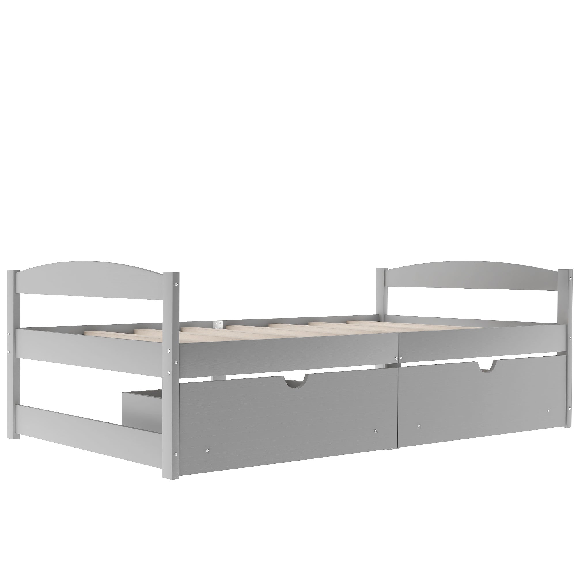 HAOYYE Twin Platform Bed with Two Drawers, Gray, Sturdy Space-Saving Design, Heavy Duty Construction, Easy Assembly, Durable and Stylish Home Furniture