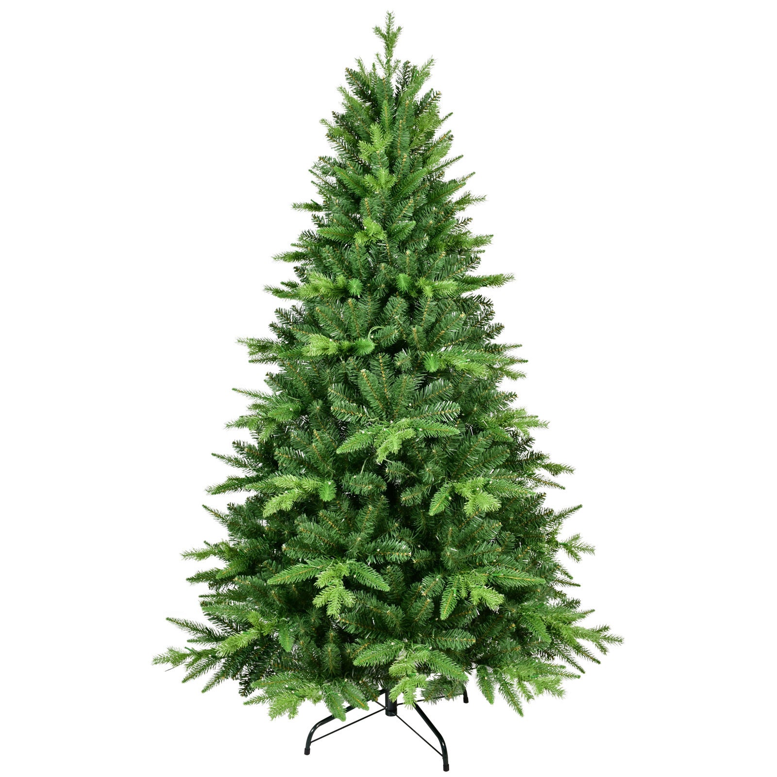 HAOYYE 5FT PE And PVC Christmas Tree with Lights, Unique Christmas Tree Prelit with 850 Branch Tips, 250 Warm White LEDs and Metal Stand, Aritificial Christmas Tree Sturdy Space-Saving Heavy Duty Adults