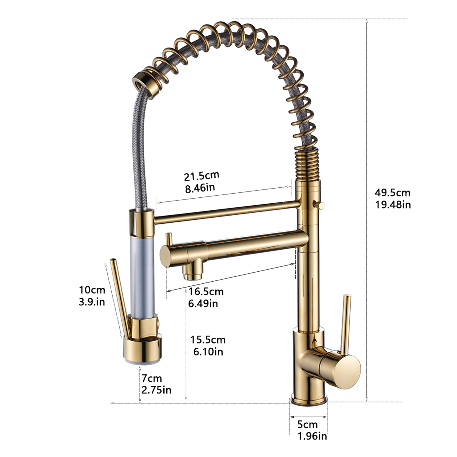 Haoyye Commercial Kitchen Faucet with Pull Down Sprayer, Single Handle Gooseneck Sink Faucet with Dual Function Spray and Stream Modes, 360° Swivel High Arc Design, Brushed Finish, Easy Installation, Heavy Duty Brass for Home, Restaurant or RV