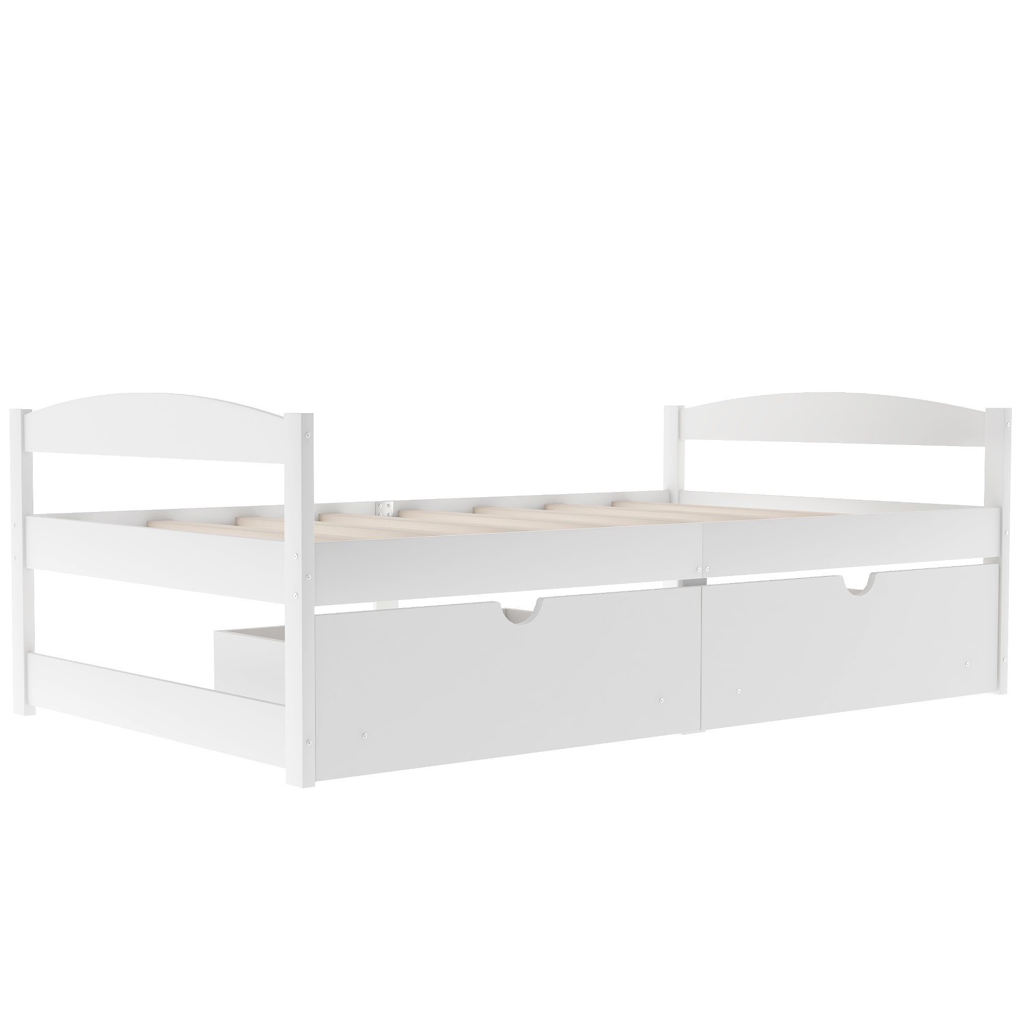 HAOYYE Twin Platform Bed with Two Drawers, White, Sturdy Space-Saving Design, Heavy Duty Construction, Easy Assembly, Durable and Stylish Home Furniture