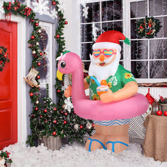 HAOYYE 5.9FT Lighted Inflatable Hawaii Santa Claus Christmas Decoration with Built-In LED Lights, Funny Blow Up Yard Decor for Front Yard Lawn Garden Holiday Party Outdoor Festive Display