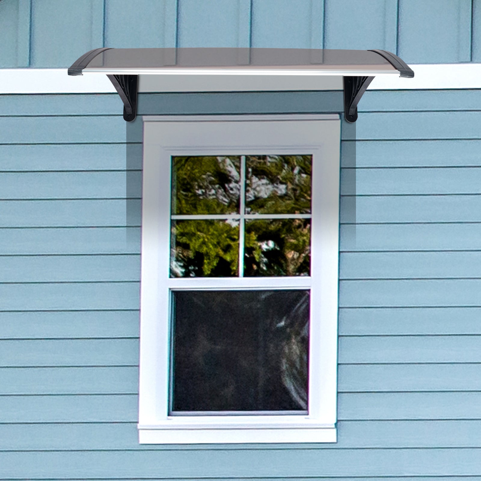 HAOYYE Household Application Door and Window Rain Cover Eaves Canopy With Brown Polycarbonate Board and Black Aluminum Bracket, Durable, Easy to Install, Suitable for Protecting Your Home From Rain and Sun, for Outdoor Use