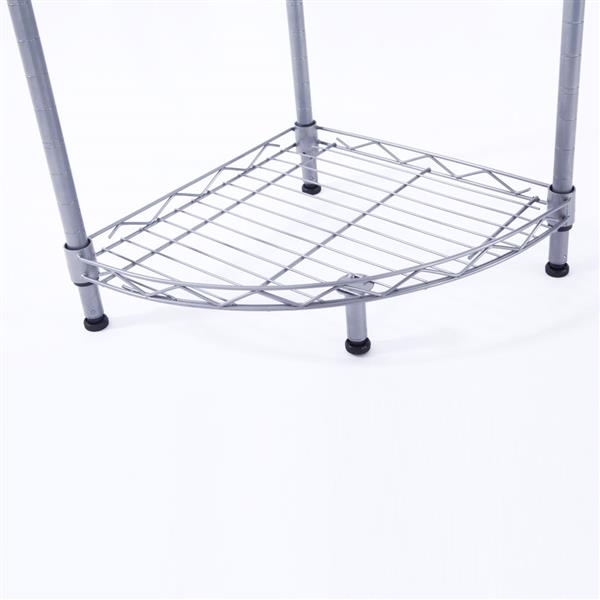 HAOYYE Fan-Shaped Carbon Steel Metal Assembly 4-Tier Storage Rack, Silver Gray, Soft Cozy Warm Flannel Fleece Home Decor, Luxury Comfortable Unique Design, Premium Quality Decorative Storage Unit for Living Room or Office