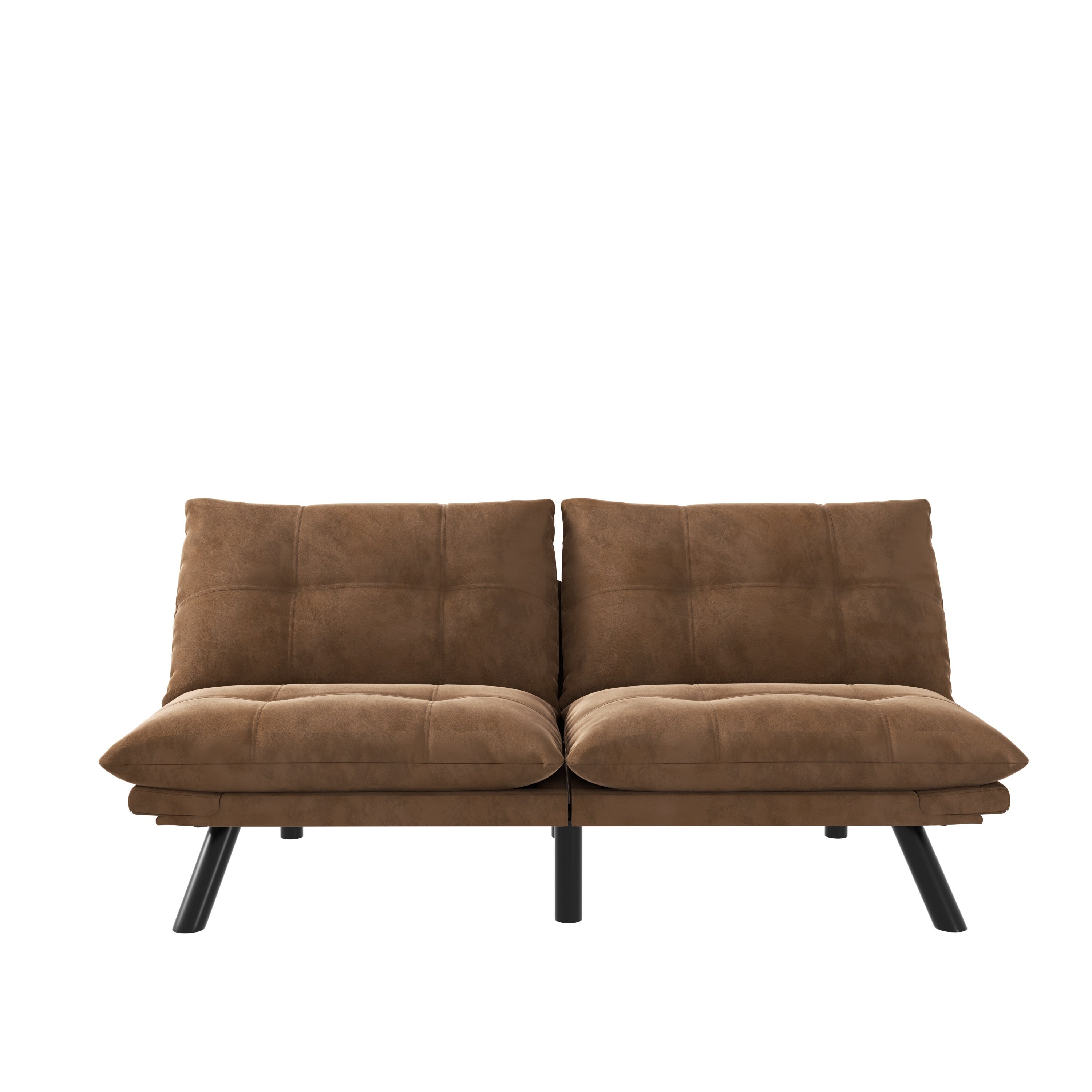 HAOYYE Leather Feel Brown Convertible Folding Sofa Bed, Sturdy Space-Saving Heavy Duty Modern Design for Adults Dorm Room Easy Assembly Bedroom Furniture