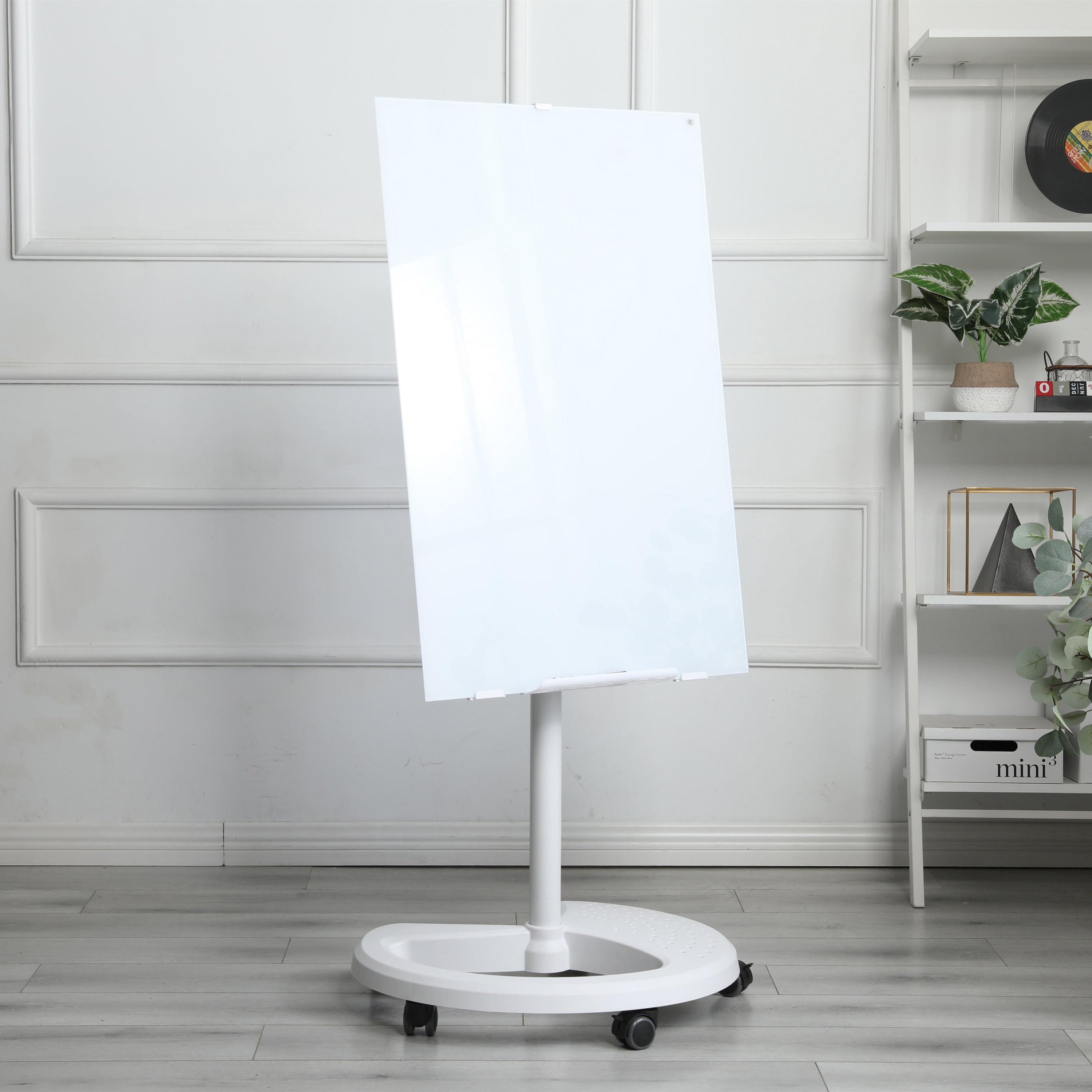 HAOYYE Magnetic Glass Dry Erase Whiteboard With Adjustable Height, Removable Tempered Glass Board, Includes 2 Magnets, 2 Markers, And Eraser, Ideal For Home Office Or Classroom, Sturdy Space-Saving Design