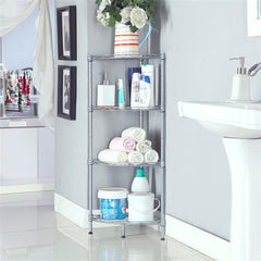 HAOYYE Fan-Shaped Carbon Steel Metal Assembly 4-Tier Storage Rack, Silver Gray, Soft Cozy Warm Flannel Fleece Home Decor, Luxury Comfortable Unique Design, Premium Quality Decorative Storage Unit for Living Room or Office