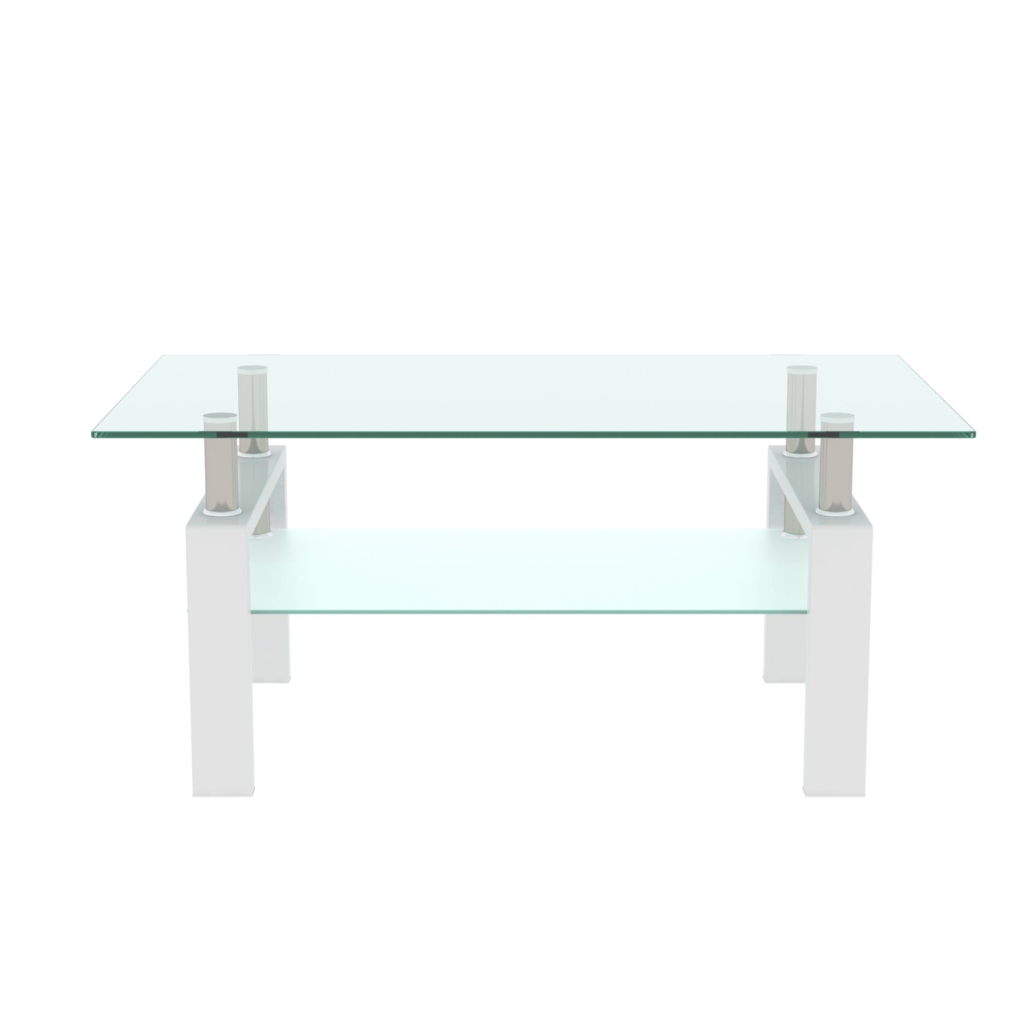 HAOYYE White Coffee Table, Clear Coffee Table, Modern Side Center Tables for Living Room, Living Room Furniture Sturdy Space-Saving Heavy Duty Modern Design Adults Dorm Room Easy Assembly
