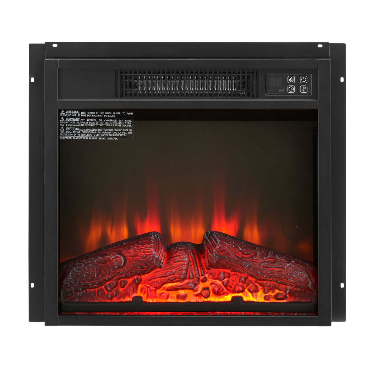 Haoyye 18 Inch Electric Fireplace Insert Heater, 1400W Wall-Mounted Firebox with Remote Control, LED Display, Overheat Protection, Adjustable Temperature &amp; Flame Brightness, Space-Saving Heater for Bedroom, Living Room, or TV Stand Installation