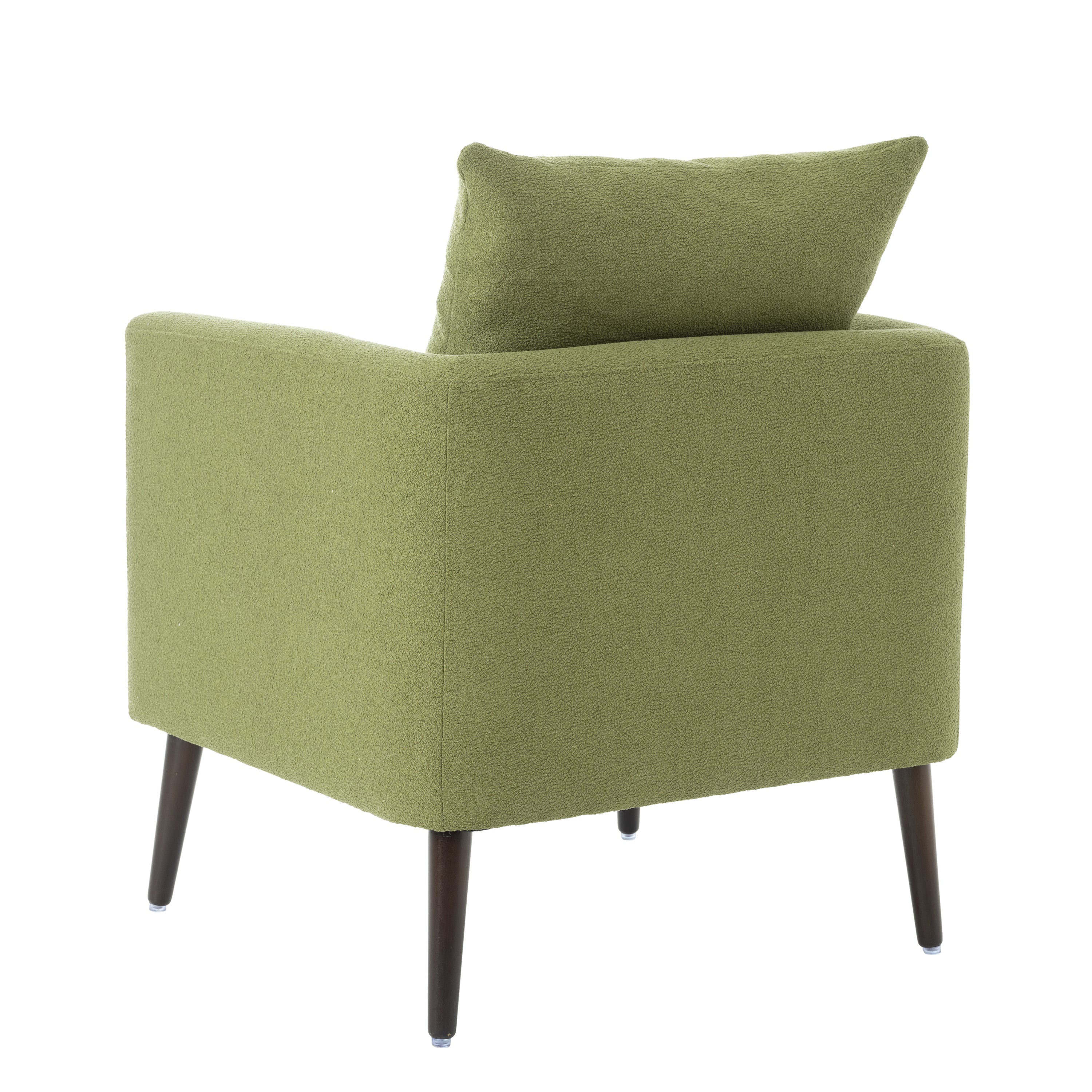 HAOYYE Barrel Chair, Modern Accent Chair, Fabric Armchair Club Chair,Upholstered Arm Chair with Solid Wood Legs,Waist Pillow,Padded Single Chair for Living Room/Bedroom/Study/Waiting Room,Olive Green Sturdy