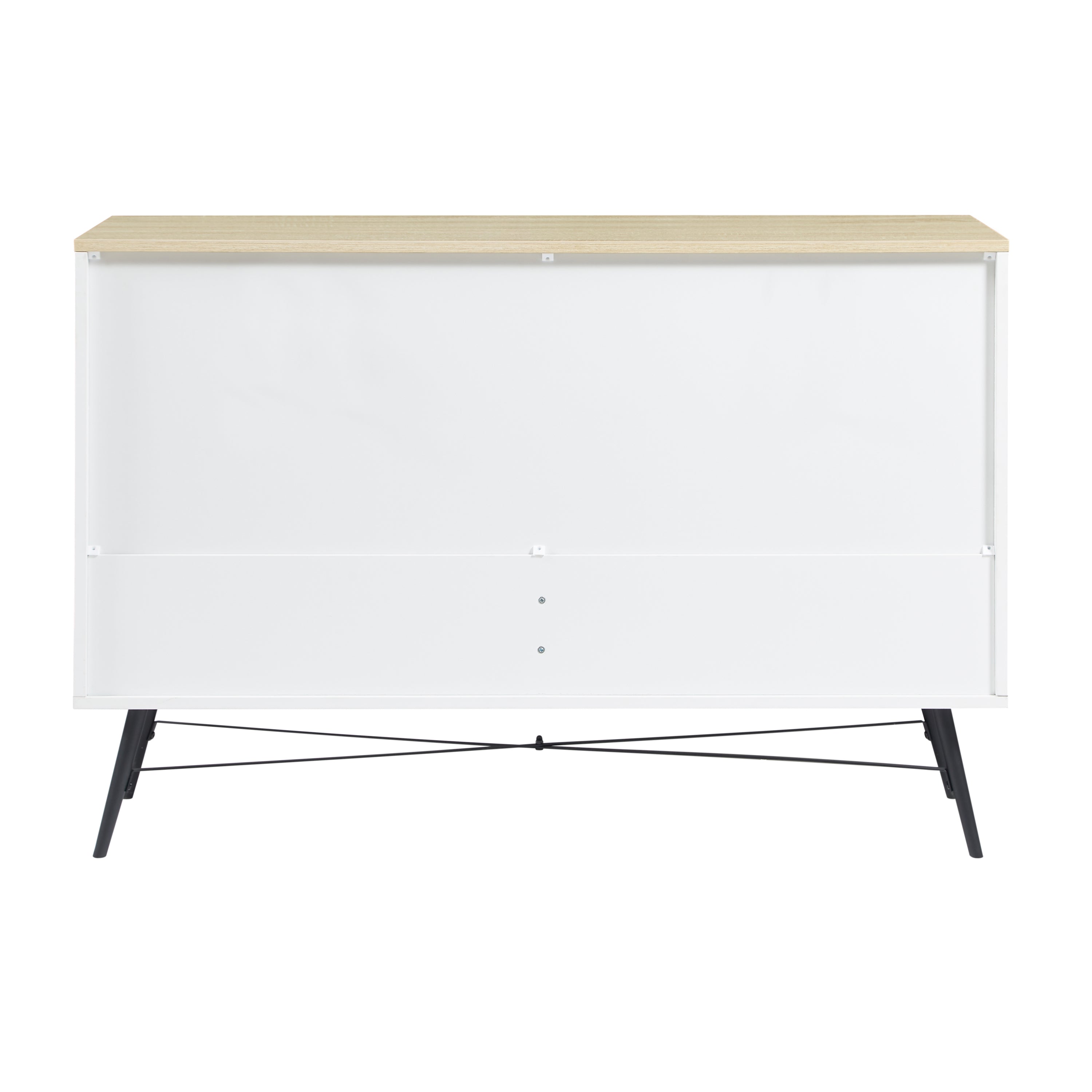 HAOYYE 7-Drawer Dresser for Bedroom with Deep Drawers, Modern White Wood Chest of Drawers, Long Storage Dresser for Closet and Living Room, White & Oak, Sturdy Space-Saving Design, Ideal for Organizing Clothes and Essentials