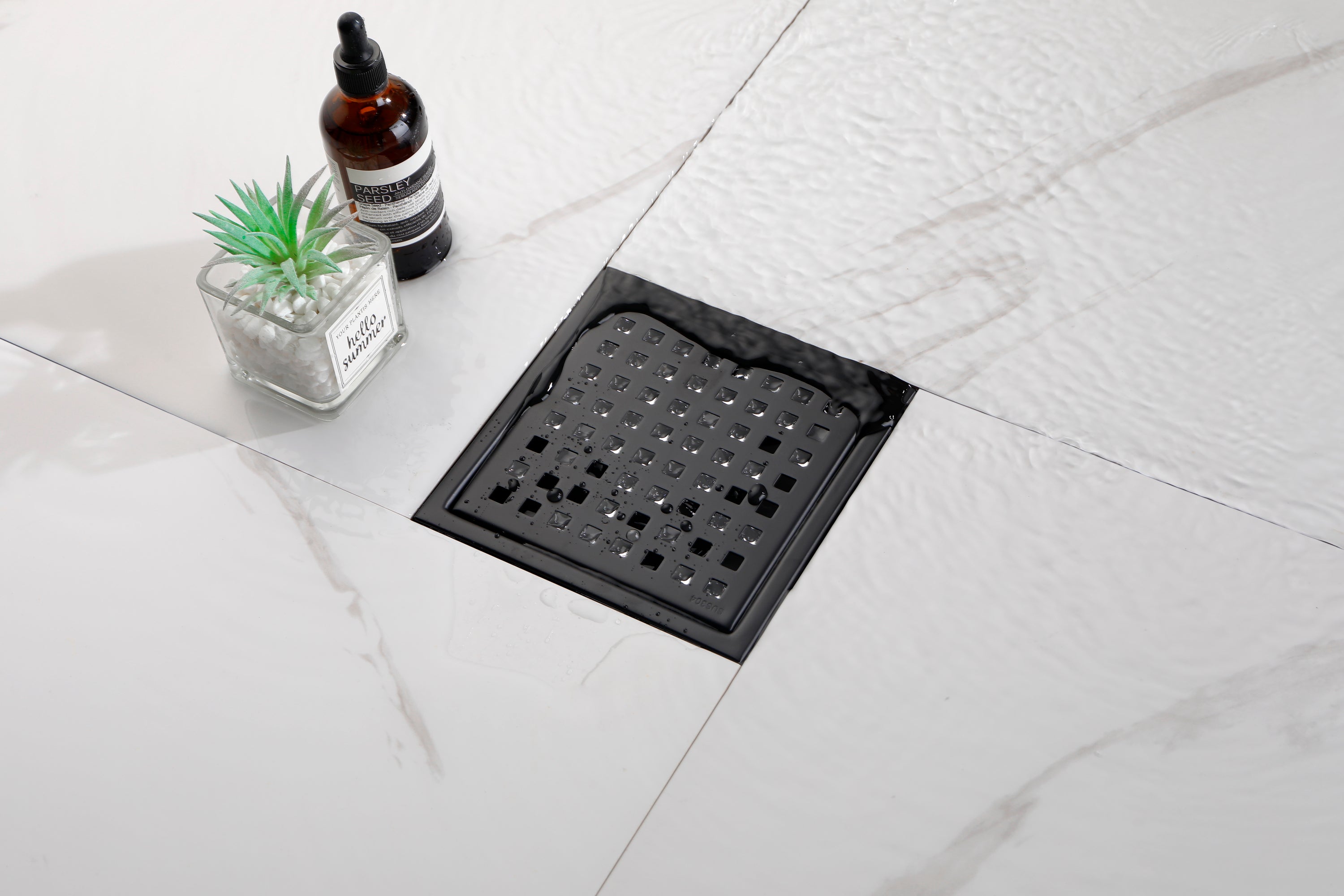 HAOYYE 6 Inch Square Shower Floor Drain Square Shower Floor Drain with Flange,Pattern Grate Removable,Food-Grade SUS 304 Stainless Steel Sturdy Space-Saving Heavy Duty Modern Design Adults Dorm Room