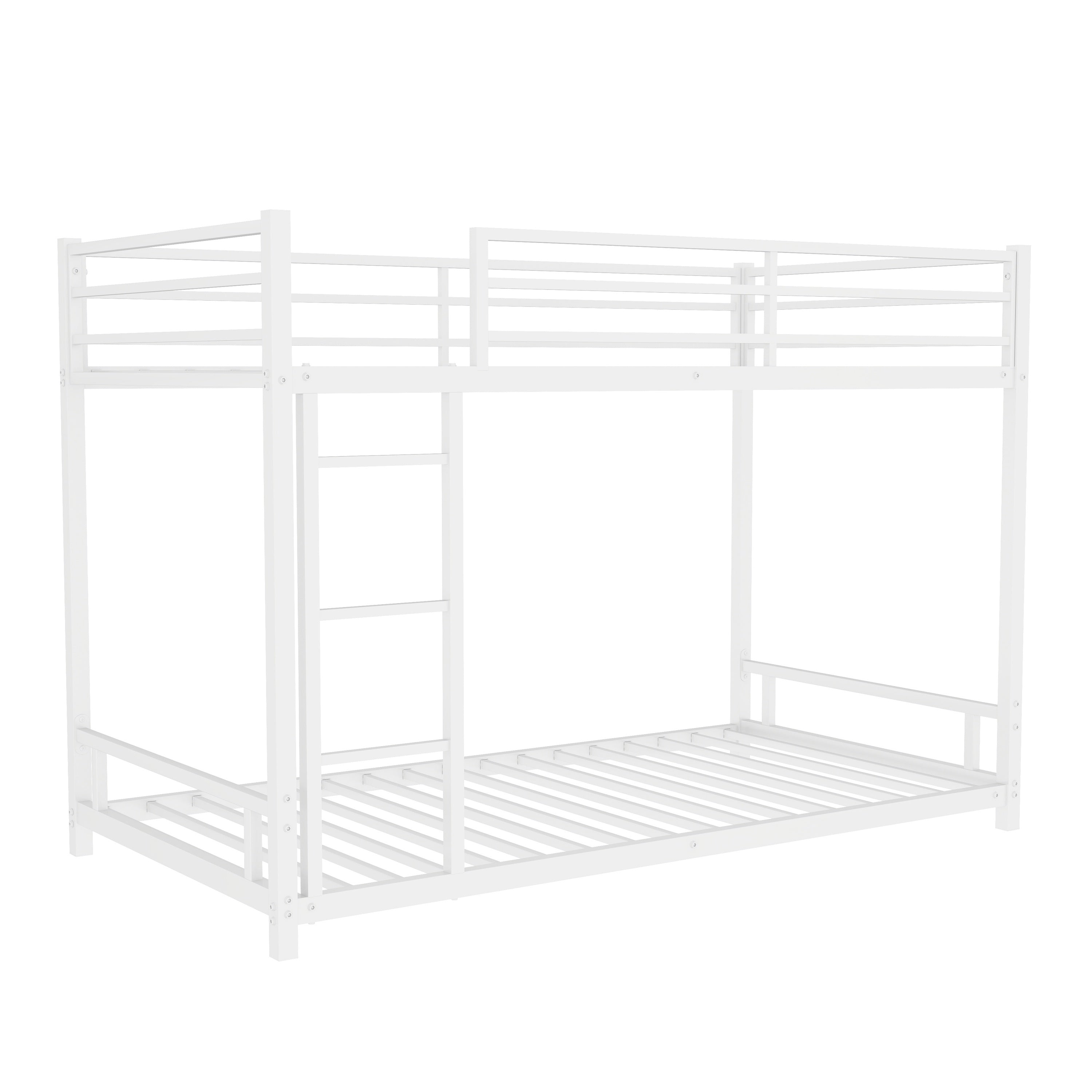 HAOYYE Metal Twin over Twin Bunk Bed/ Heavy-duty Sturdy Metal/ Noise Reduced/ Safety Guardrail/No Box Spring Needed,White Space-Saving Heavy Duty Modern Design Adults Dorm Room Easy Assembly