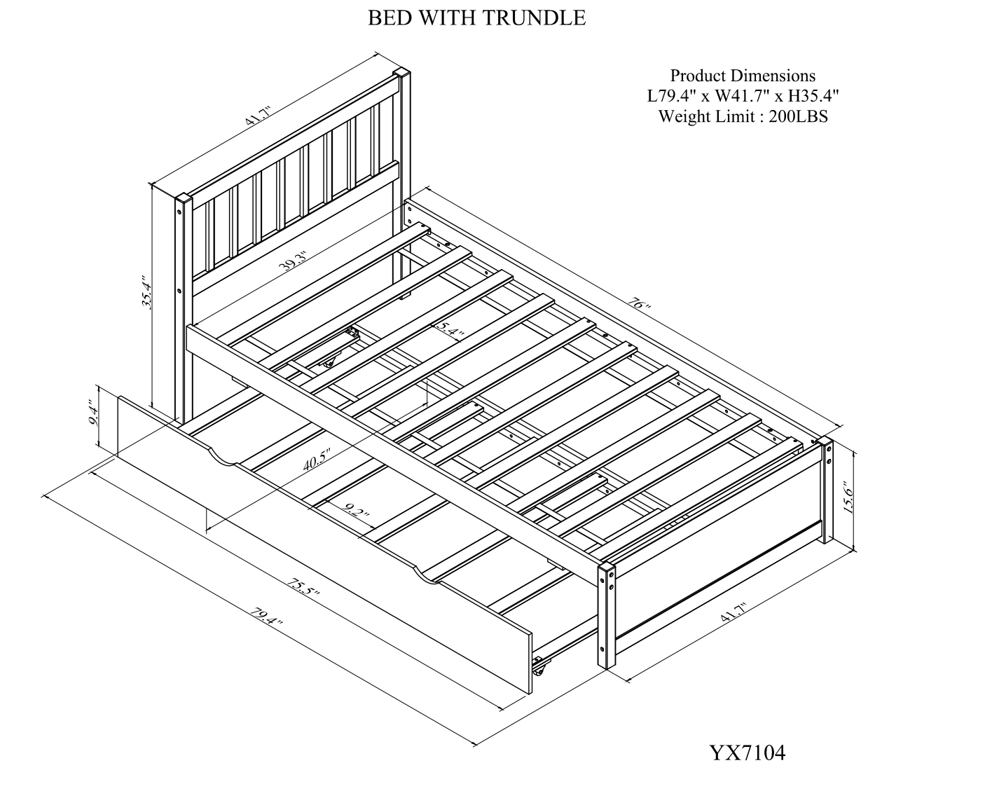 HAOYYE Modern Design Wooden Twin Size Platform Bed Frame with Trundle for Grey Color Sturdy Space-Saving Heavy Duty Easy Assembly Durable Stylish Home Furniture Versatile